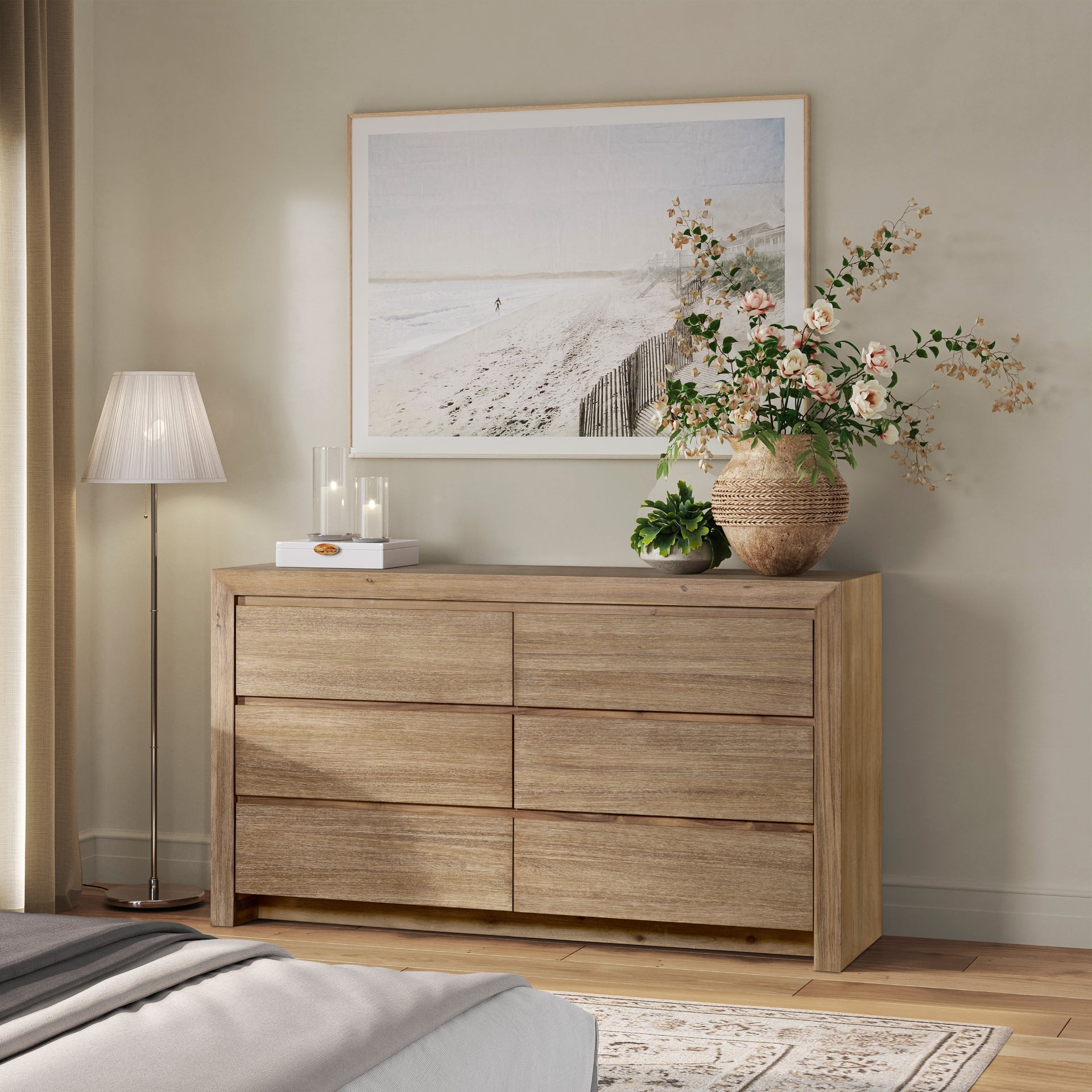 Zerano 6 Drawers Dresser - Brushed Smoke