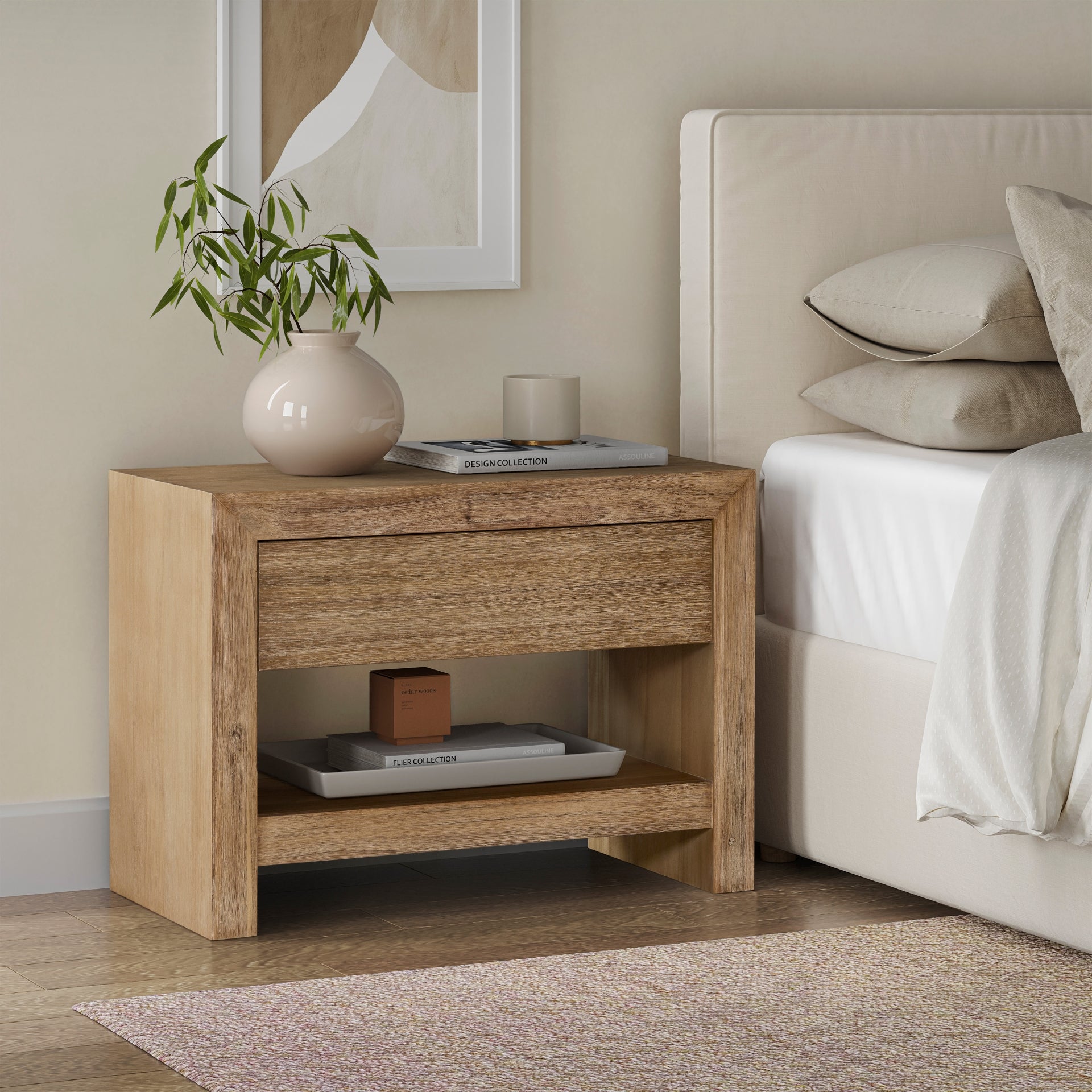 Zerano Nightstand/Side Table - Brushed Smoke