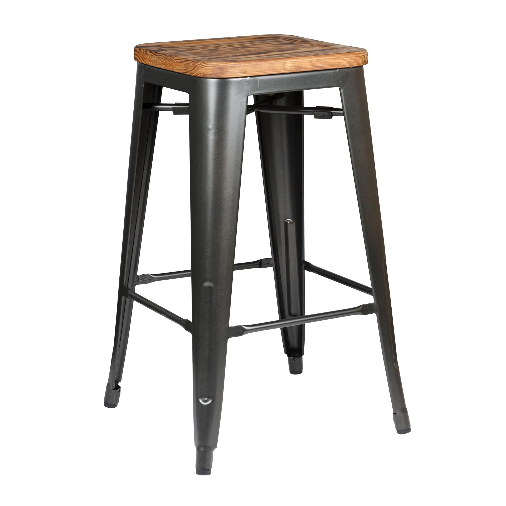Metropolis Wood Backless Counter Stool - Set of 4