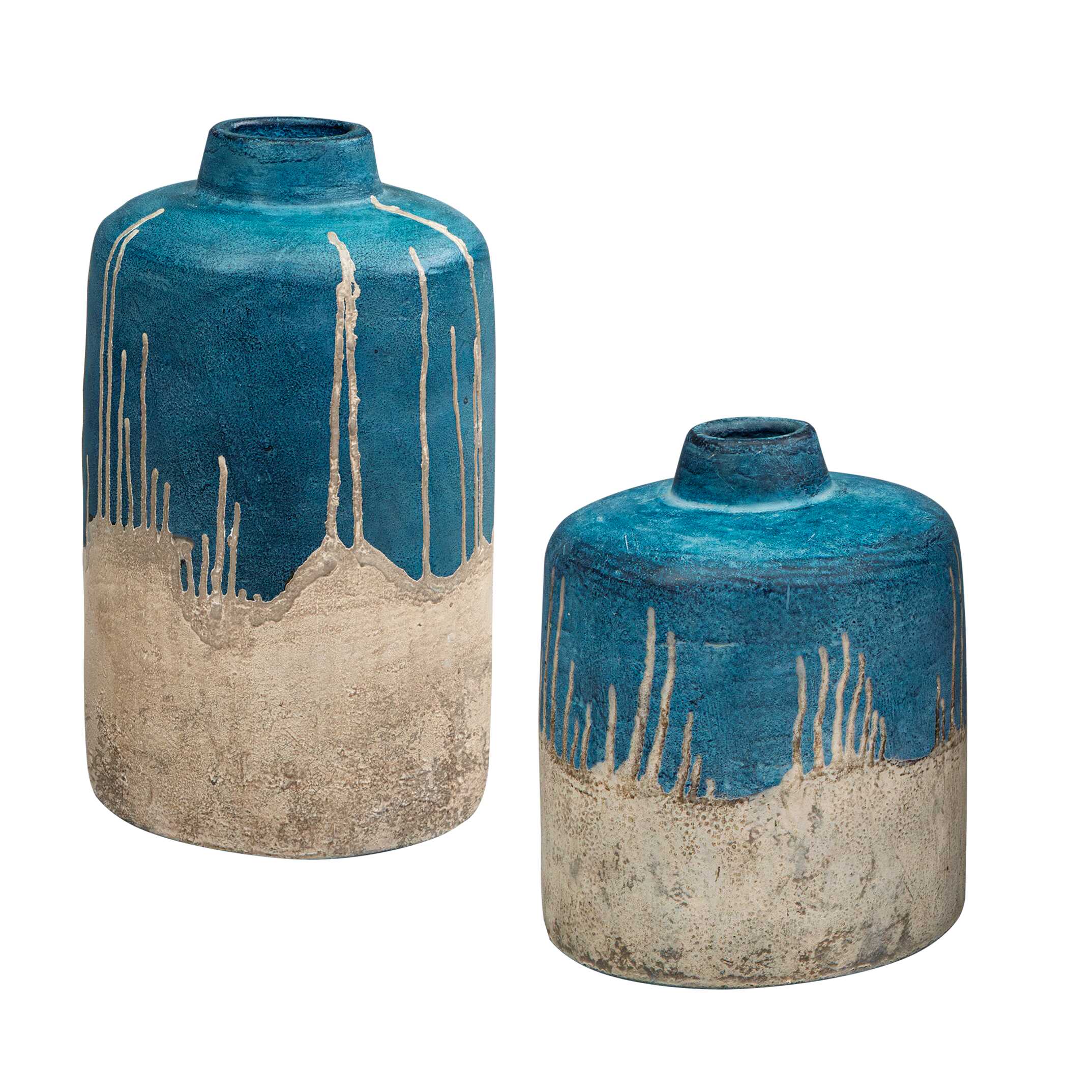 Uttermost Coastal Cascade Indoor-Outdoor Blue Vases - Set of 2
