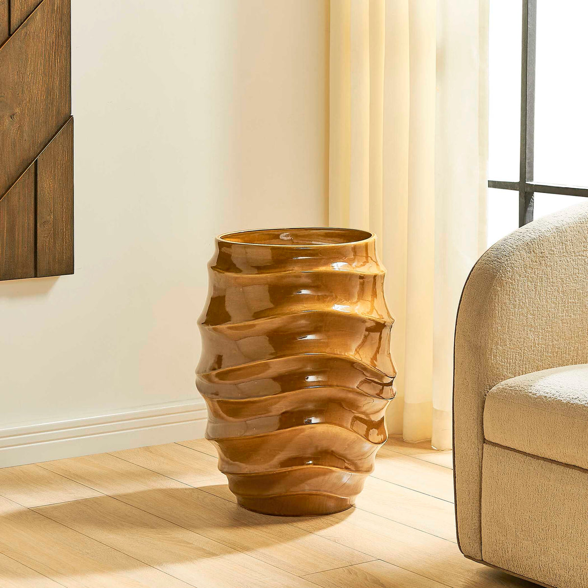 Uttermost Canyon Wave Indoor-Outdoor Earthy Planter by Uttermost