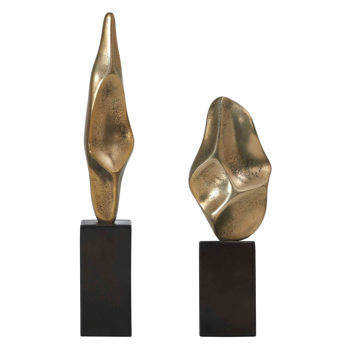 Uttermost Fluid Geometry Gold Sculptures - Set of 2 by Uttermost