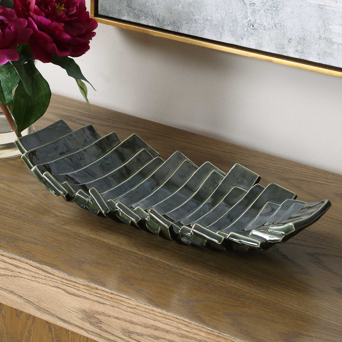 Uttermost Harbor Ridge Olive Green Bowl by Uttermost