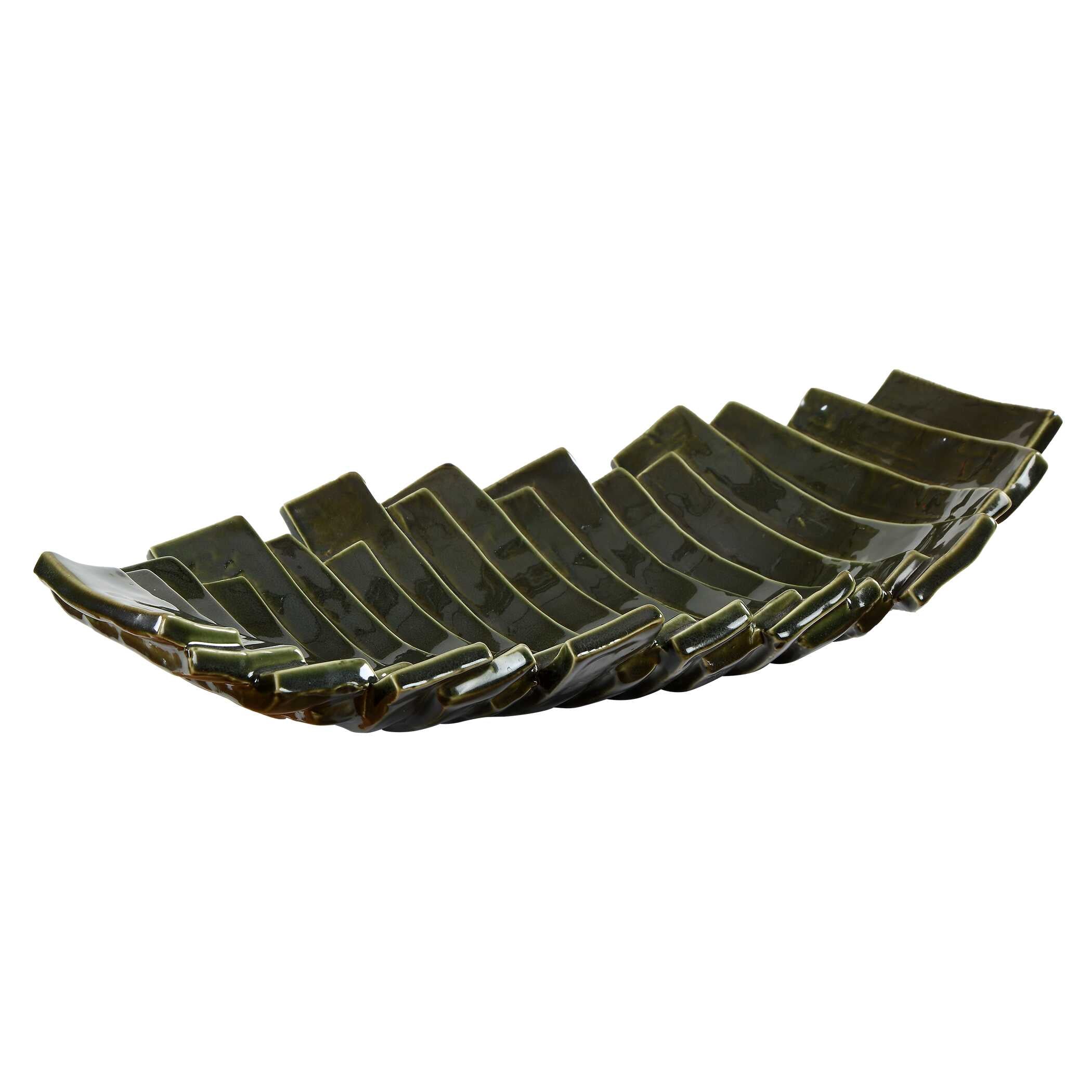 Uttermost Harbor Ridge Olive Green Bowl