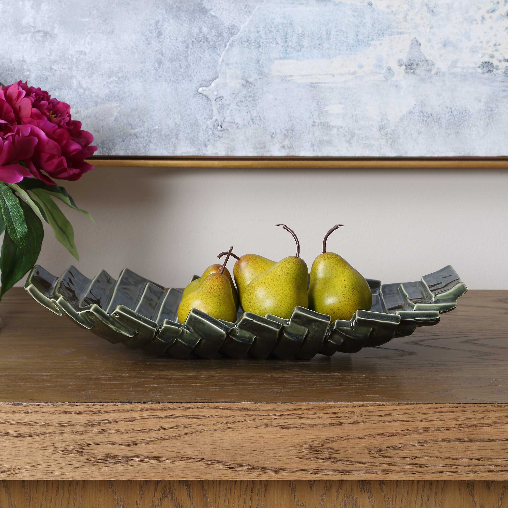 Uttermost Harbor Ridge Olive Green Bowl