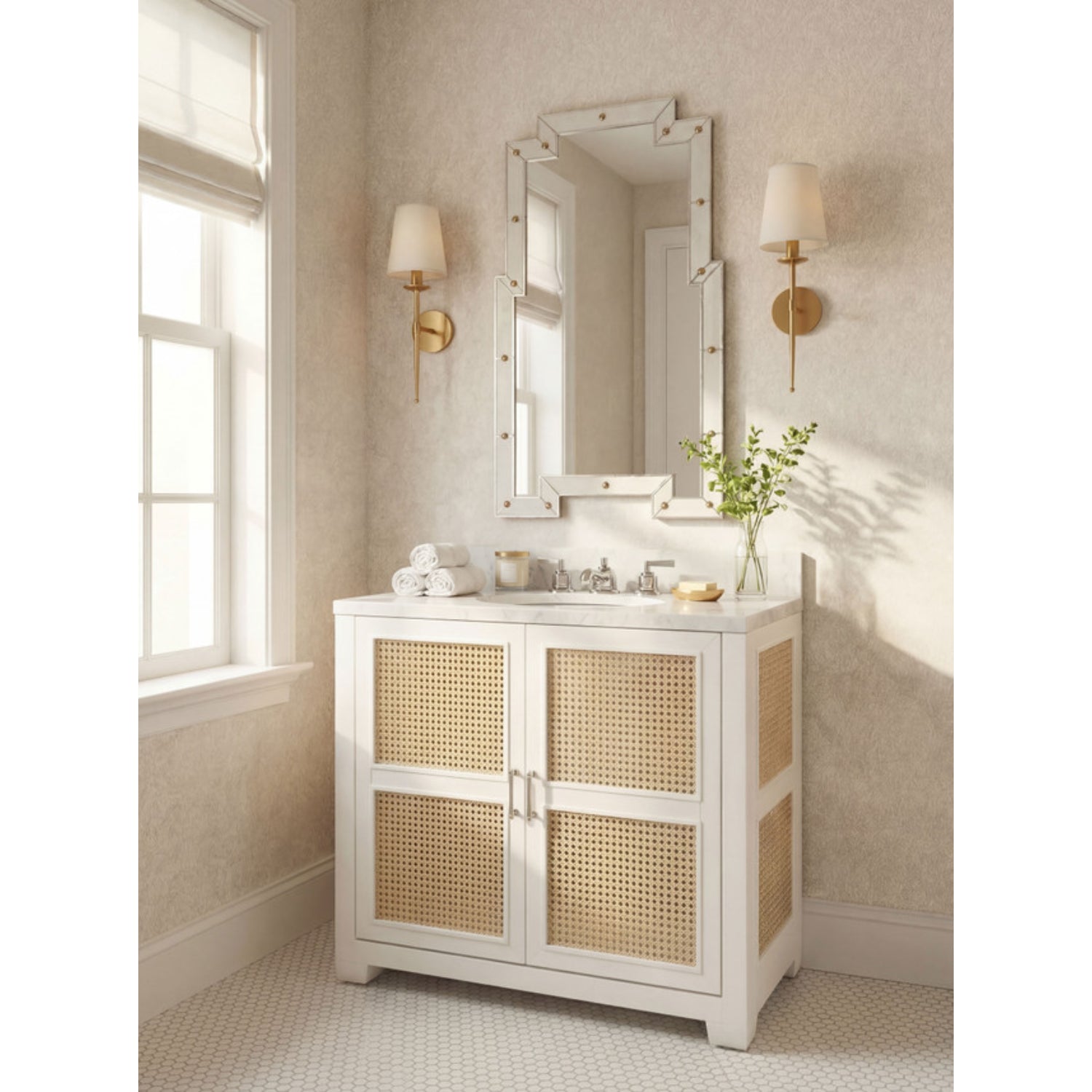 Ariel 2-Door Cabinet with 36" Marble Vanity Top