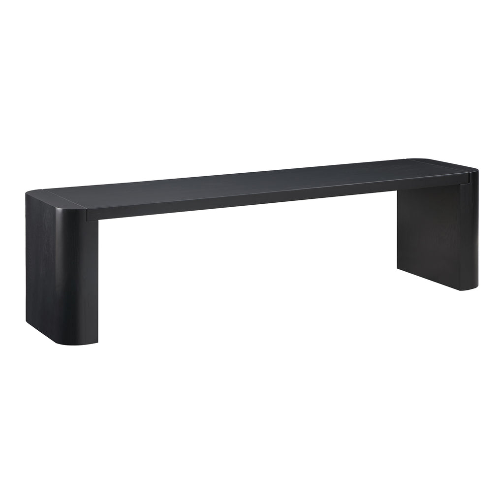 Post Dining Bench: Solid Oak, Blackened Finish