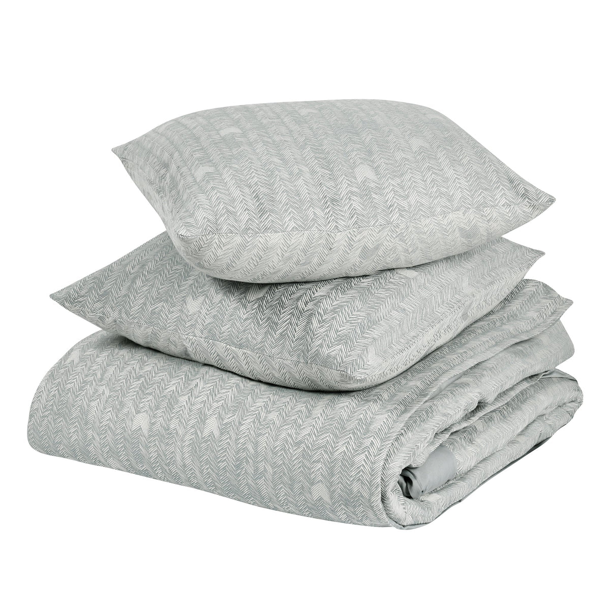 French Herringbone Storm 3pc Duvet Set