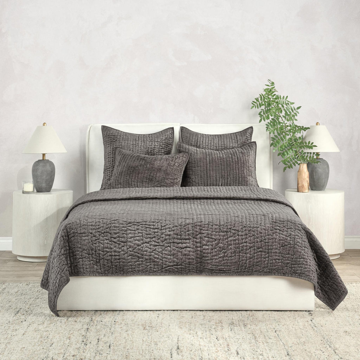 Bari Velvet 3pc Queen Quilt Set