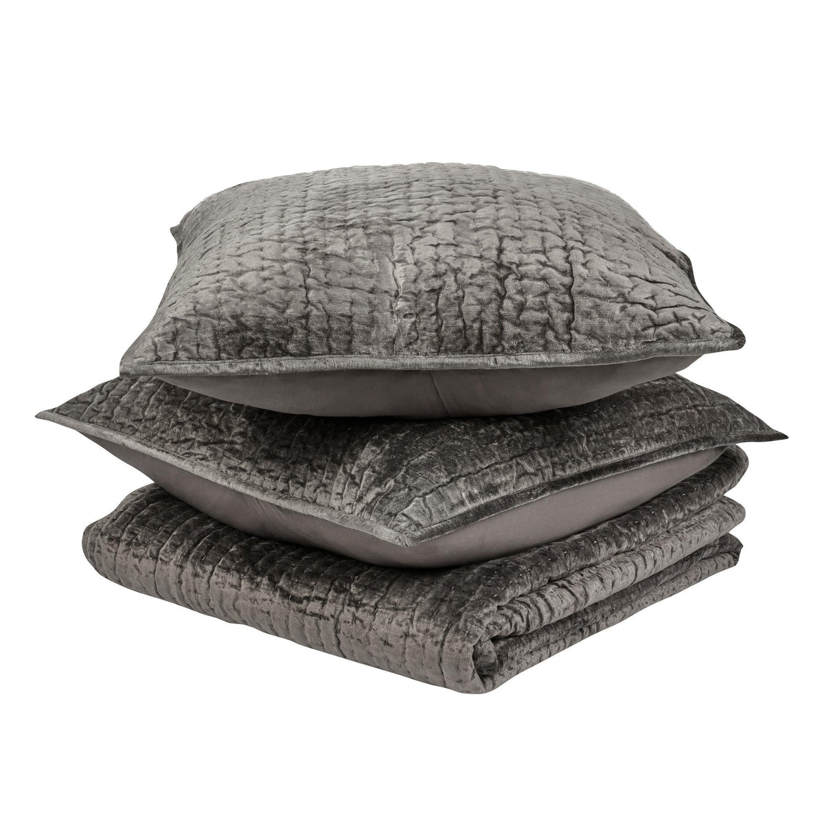Bari Velvet 4pc King Quilt Set