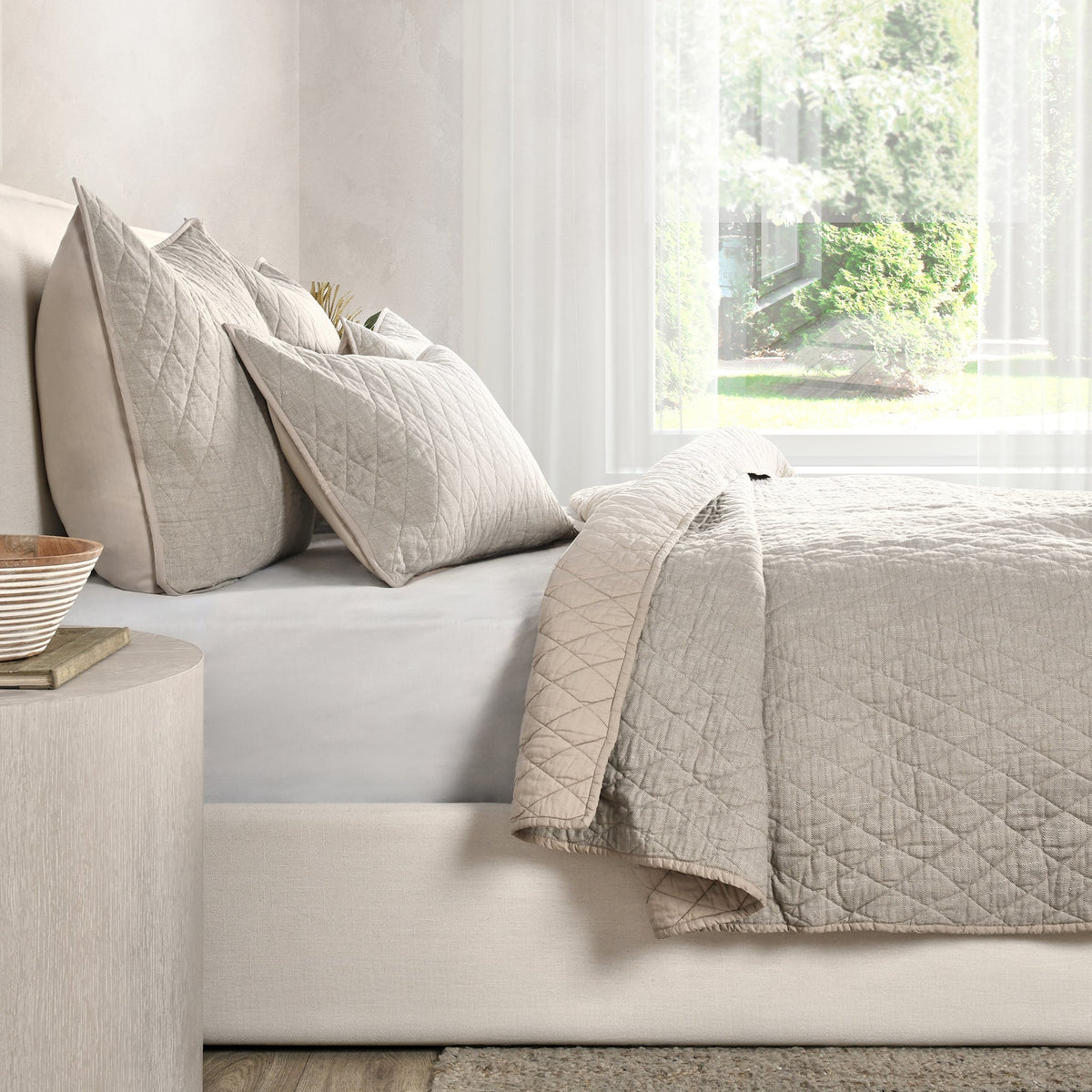 Lana Natural 3pc Queen Quilt Set