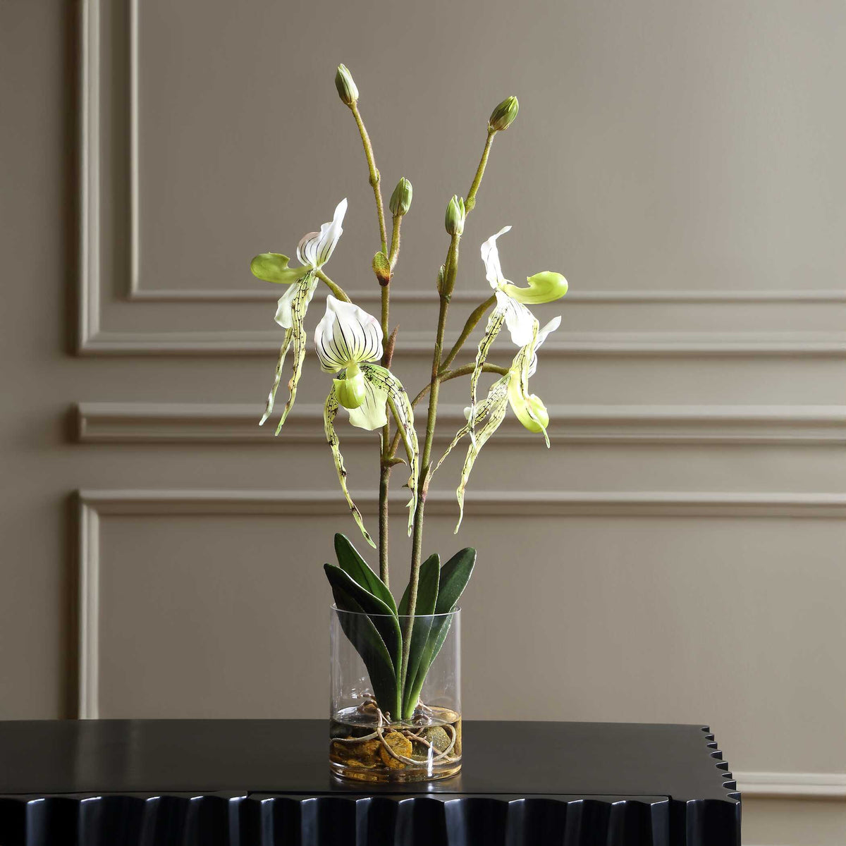 Uttermost Lady Slipper Orchid in Glass Vase by Uttermost