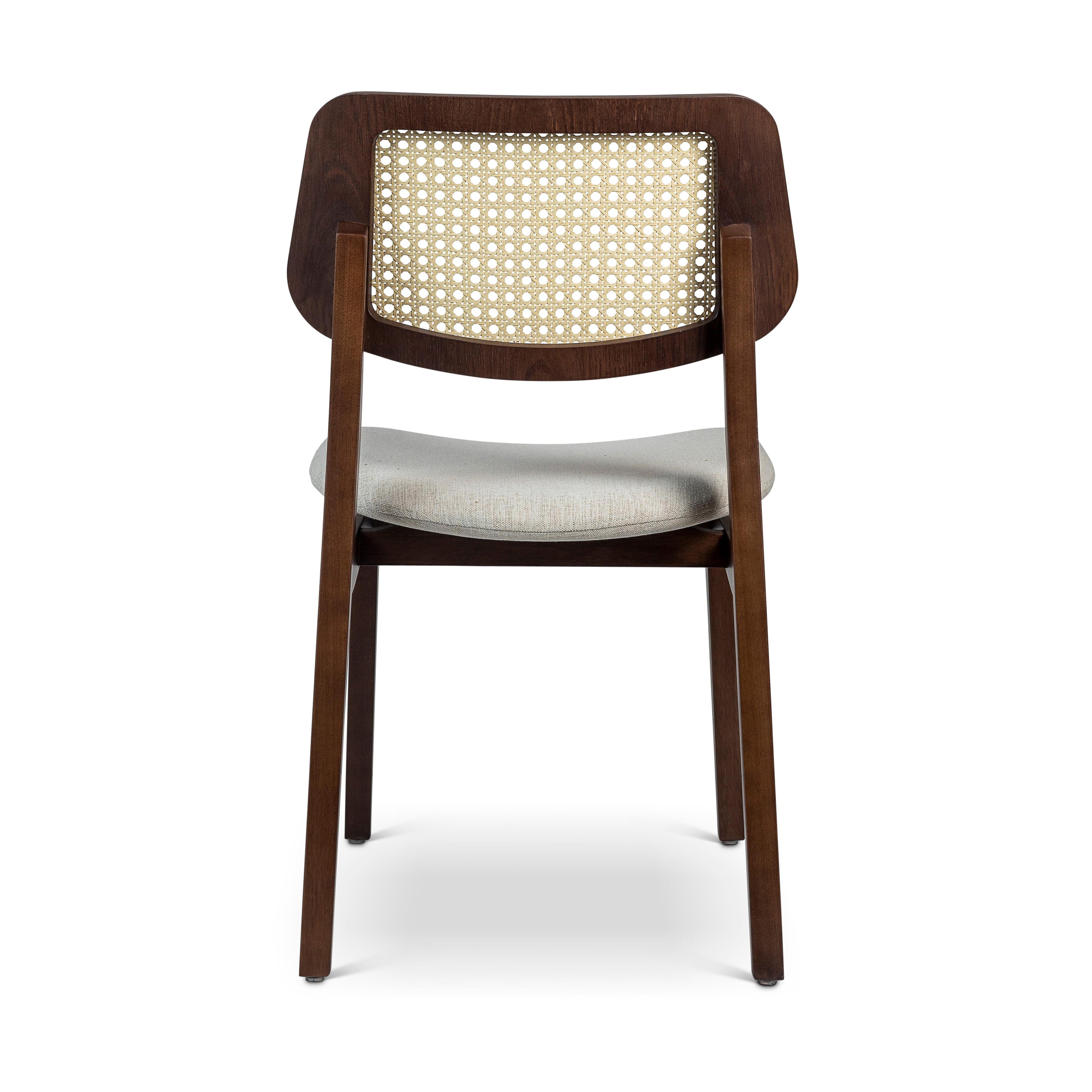 Modern Brazilian Beth Cane Side Chair Nogal Natural Medley Ivory
