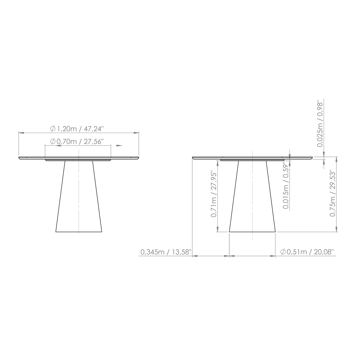 Mona Round Glass Top Dining Table