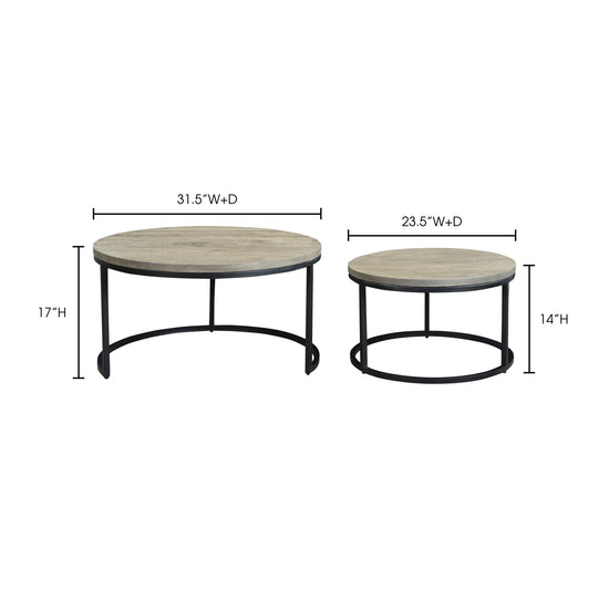 Drey Round Nesting Coffee Tables Grey Set of Two