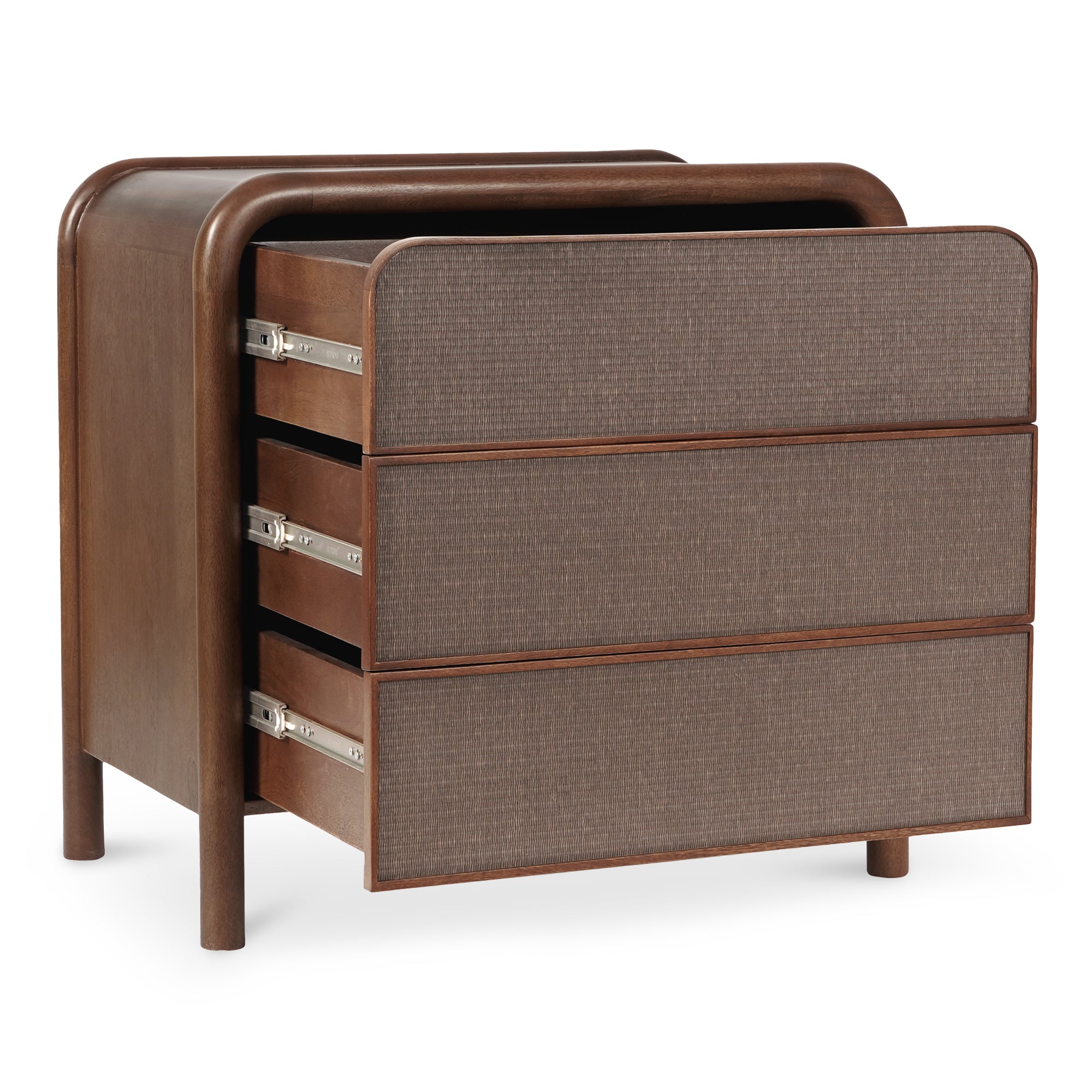 Rye 3 Drawer Nightstand Warm Brown Nightstand Moe's    Four Hands, Mid Century Modern Furniture, Old Bones Furniture Company, Old Bones Co, Modern Mid Century, Designer Furniture, Furniture Sale, Warehouse Furniture Sale, Rye 3 Drawer Nightstand Warm Brown Sale, https://www.oldbonesco.com/