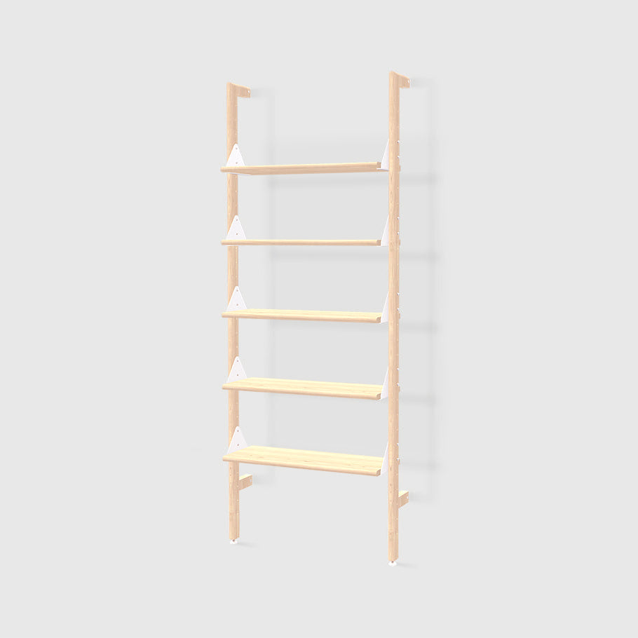 Branch-1 Shelving Unit by Gus* — blonde uprights, white brackets and blonde shelves.
