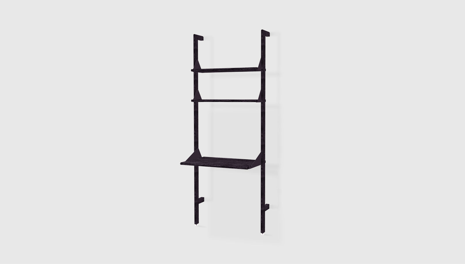 Branch-1 Shelving Unit with Desk Black Uprights Black Brackets Black ShelvesSHELVING Gus*  Black Uprights Black Brackets Black Shelves   Four Hands, Mid Century Modern Furniture, Old Bones Furniture Company, Old Bones Co, Modern Mid Century, Designer Furniture, https://www.oldbonesco.com/