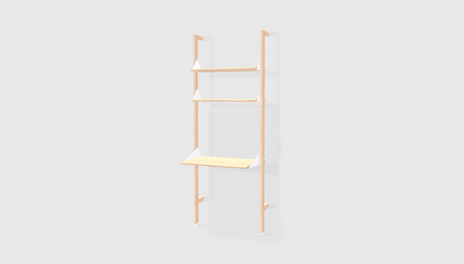 Branch-1 Shelving Unit with Desk Blonde Uprights White Brackets Blonde ShelvesSHELVING Gus*  Blonde Uprights White Brackets Blonde Shelves   Four Hands, Mid Century Modern Furniture, Old Bones Furniture Company, Old Bones Co, Modern Mid Century, Designer Furniture, https://www.oldbonesco.com/
