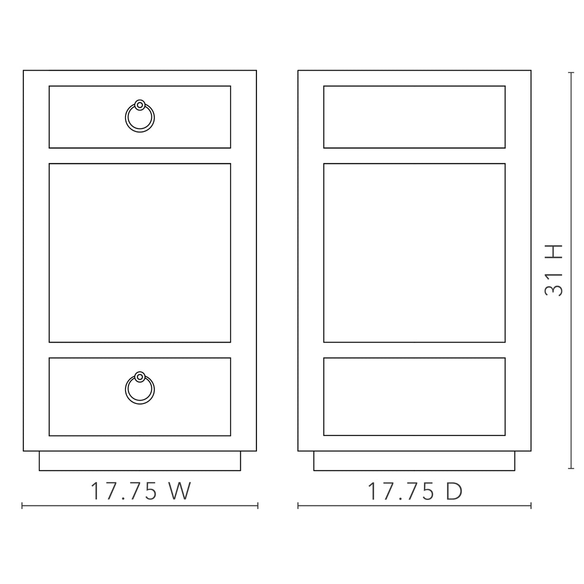 Camilla 2-Drawer Side Table with Glass Top