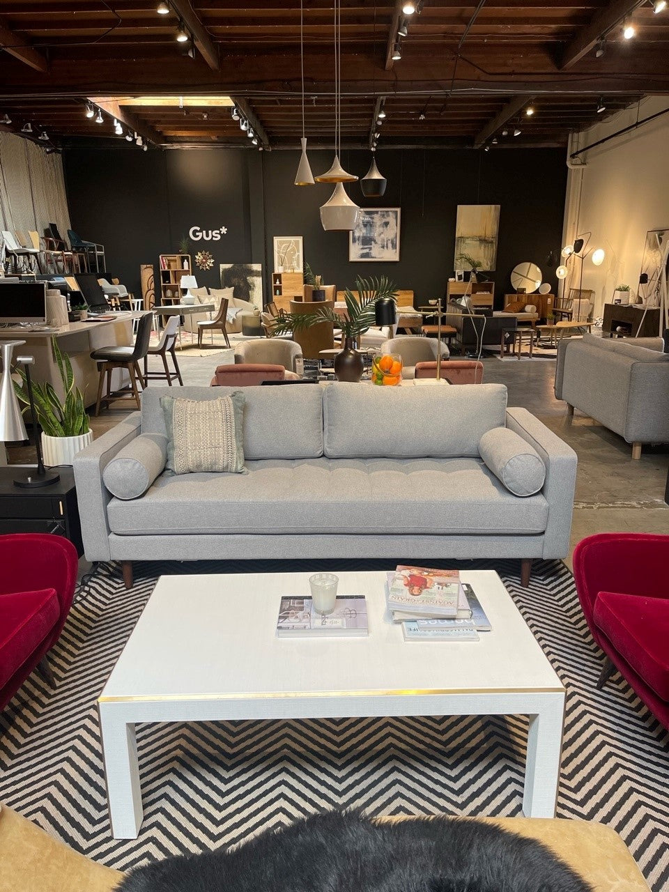 FLOOR MODEL - CAVE SOFA 88" - GRAY TWEED  OB OUTLET     Four Hands, Mid Century Modern Furniture, Old Bones Furniture Company, Old Bones Co, Modern Mid Century, Designer Furniture, https://www.oldbonesco.com/