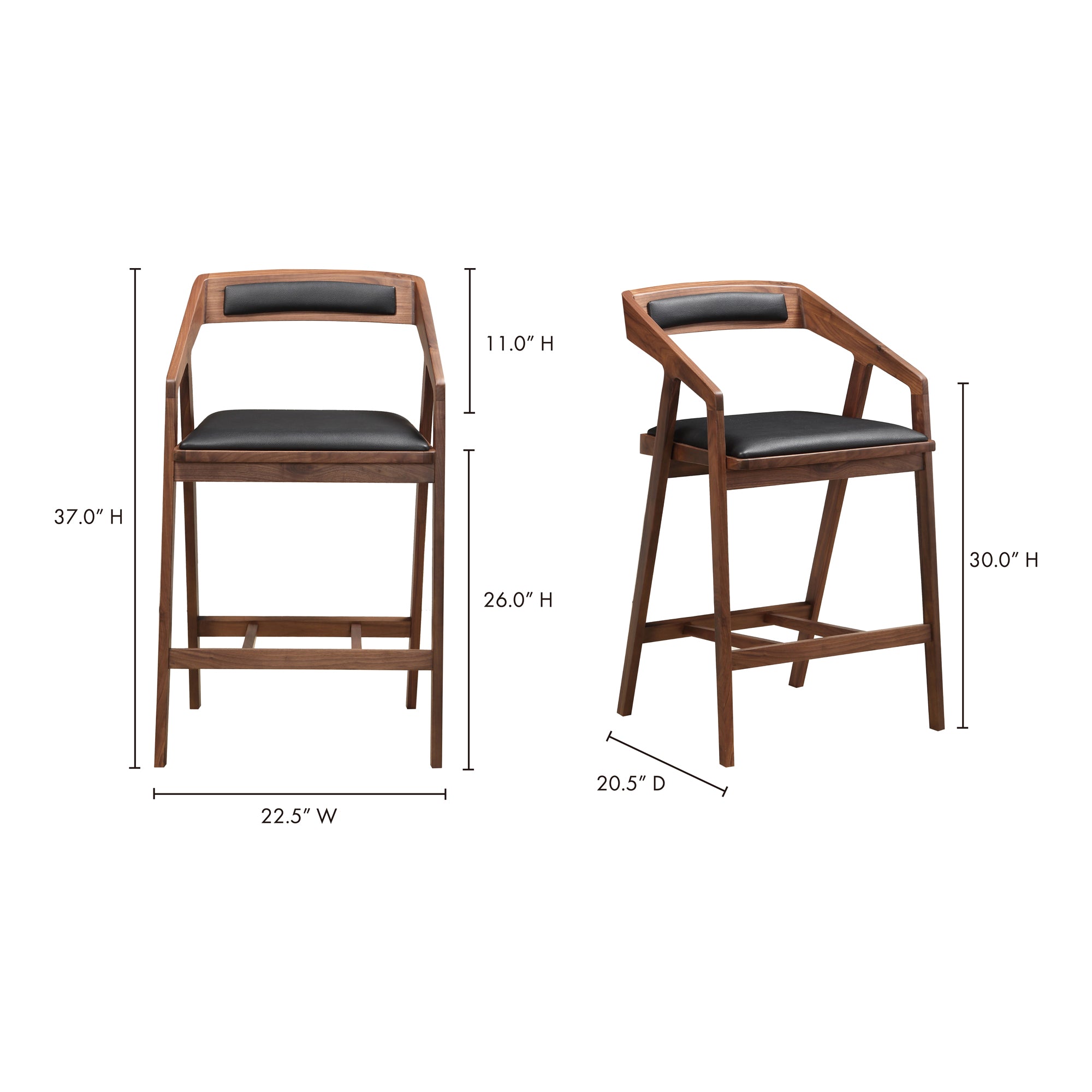 Padma Counter Stool Black Vegan Leather Counter Stools Moe's    Four Hands, Mid Century Modern Furniture, Old Bones Furniture Company, Old Bones Co, Modern Mid Century, Designer Furniture, Furniture Sale, Warehouse Furniture Sale, Padma Counter Stool Black Vegan Leather Sale, https://www.oldbonesco.com/
