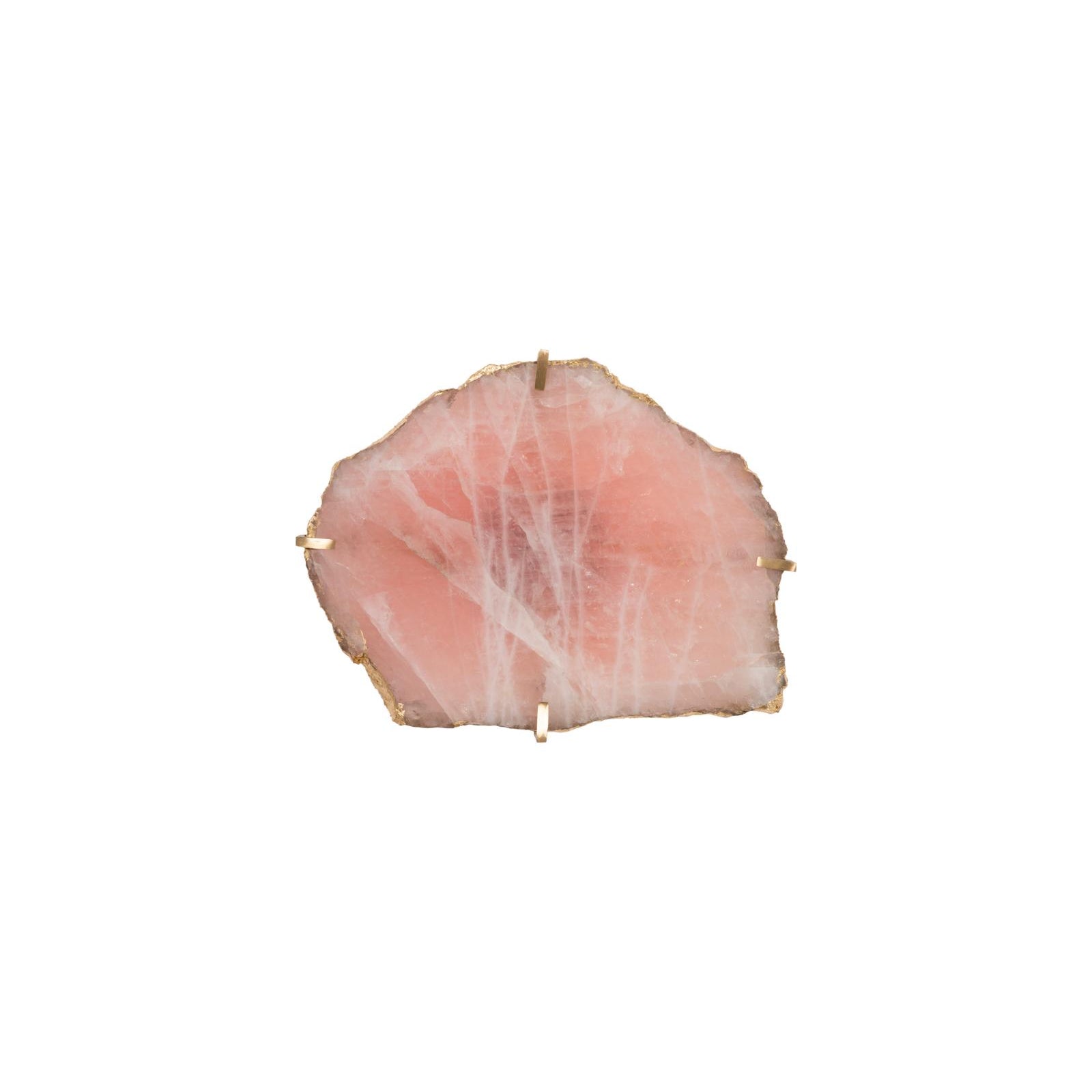 Gem Wall Tile in Brass Setting - Rose Quartz