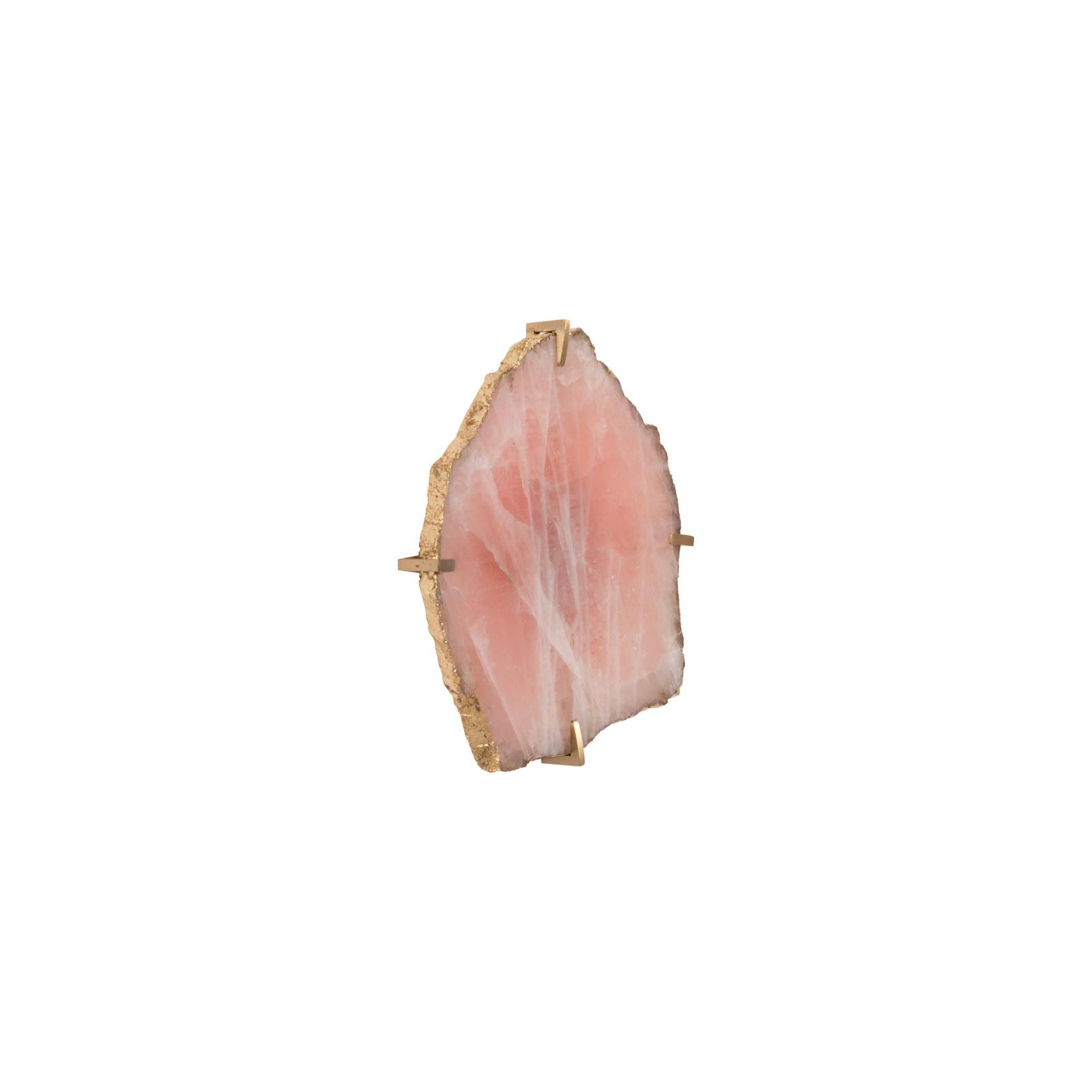 Gem Wall Tile in Brass Setting - Rose Quartz