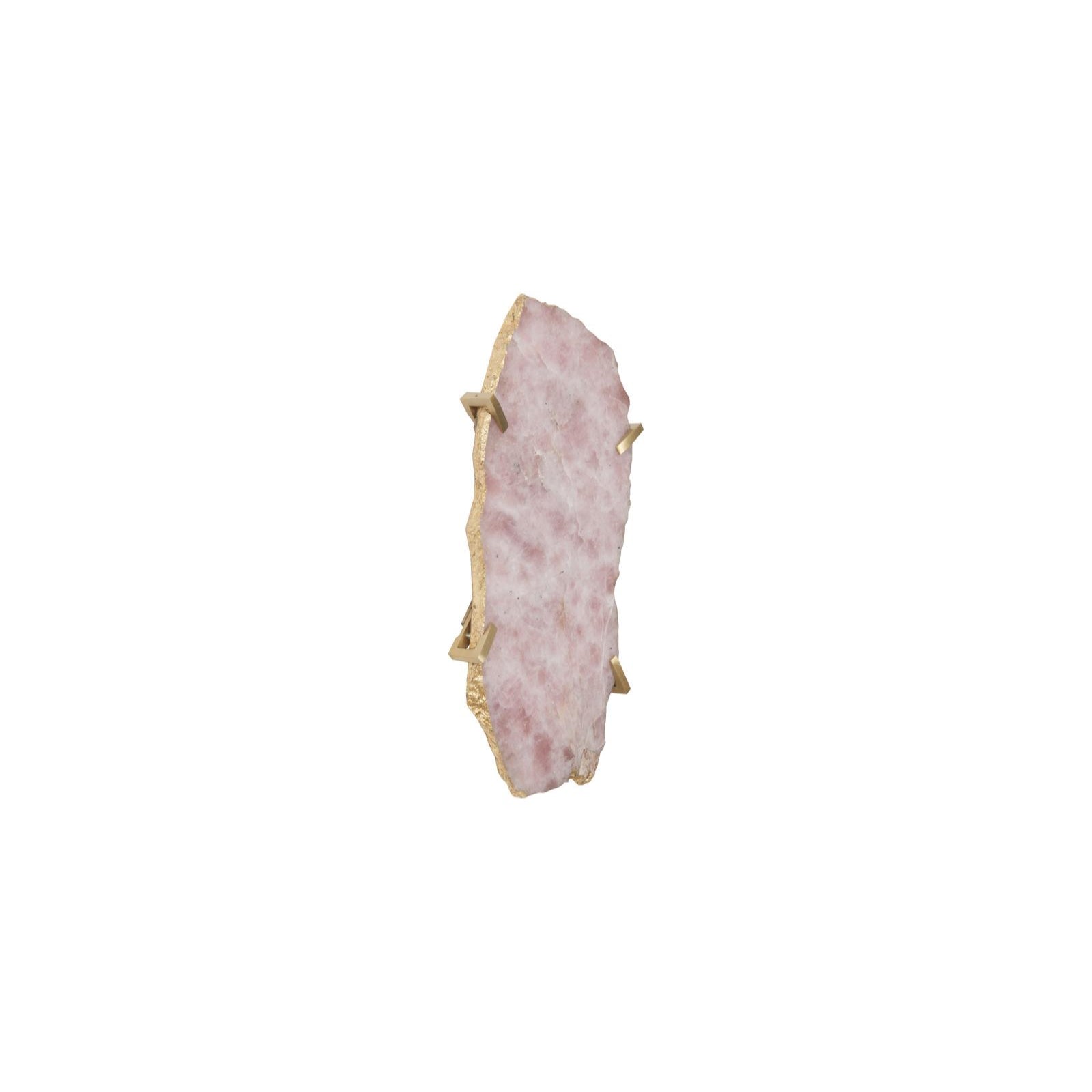 Gem Wall Tile in Brass Setting - Rose Quartz