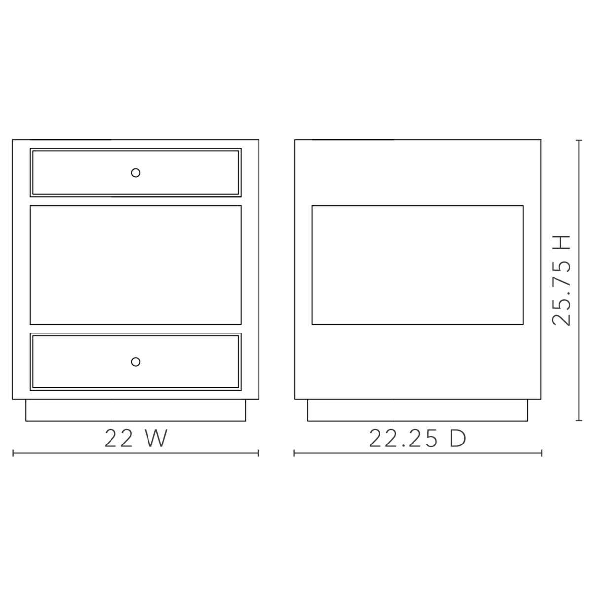 Carmen 2-Drawer Side Table with Glass Top