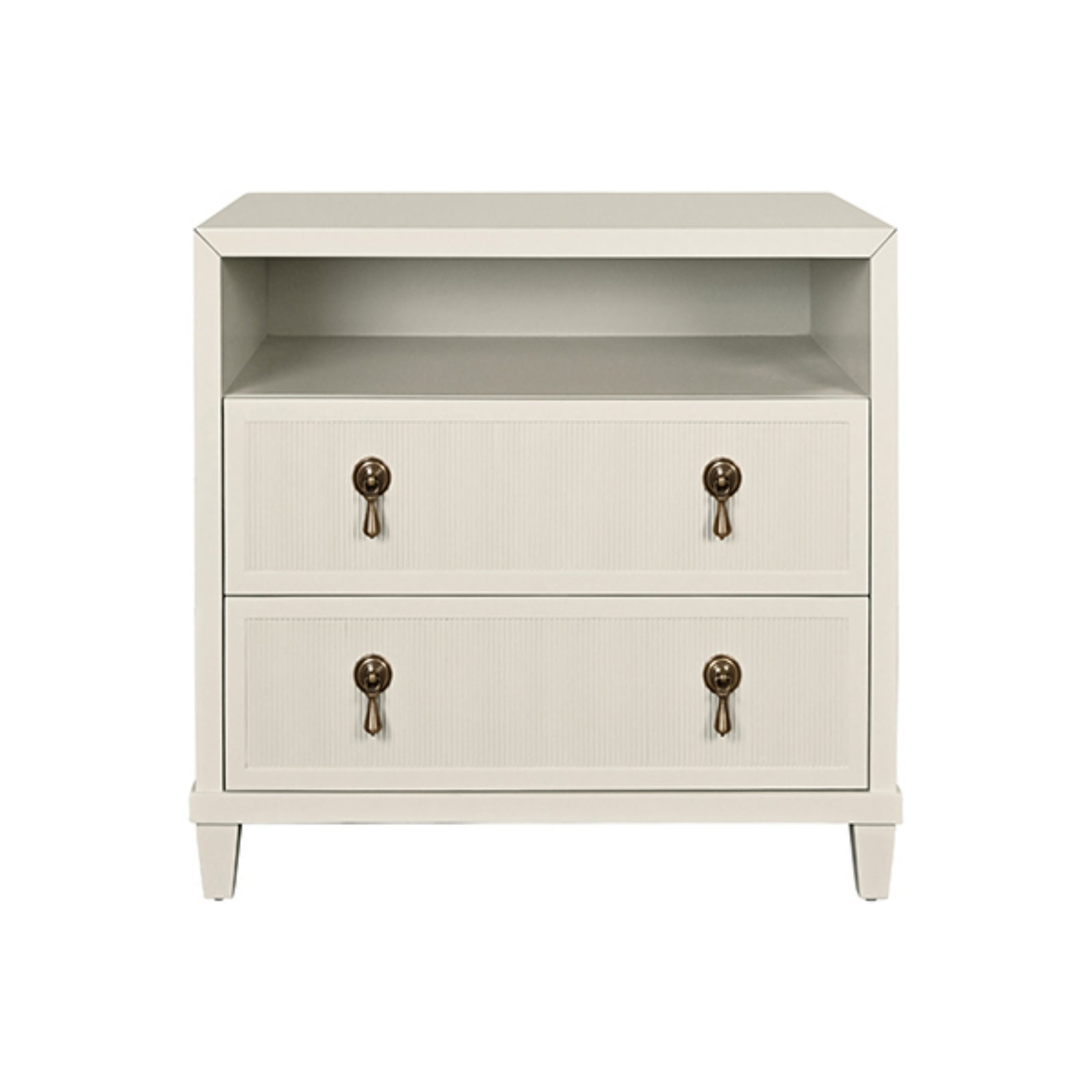 Corine Two Drawer Open Shelf Side Table