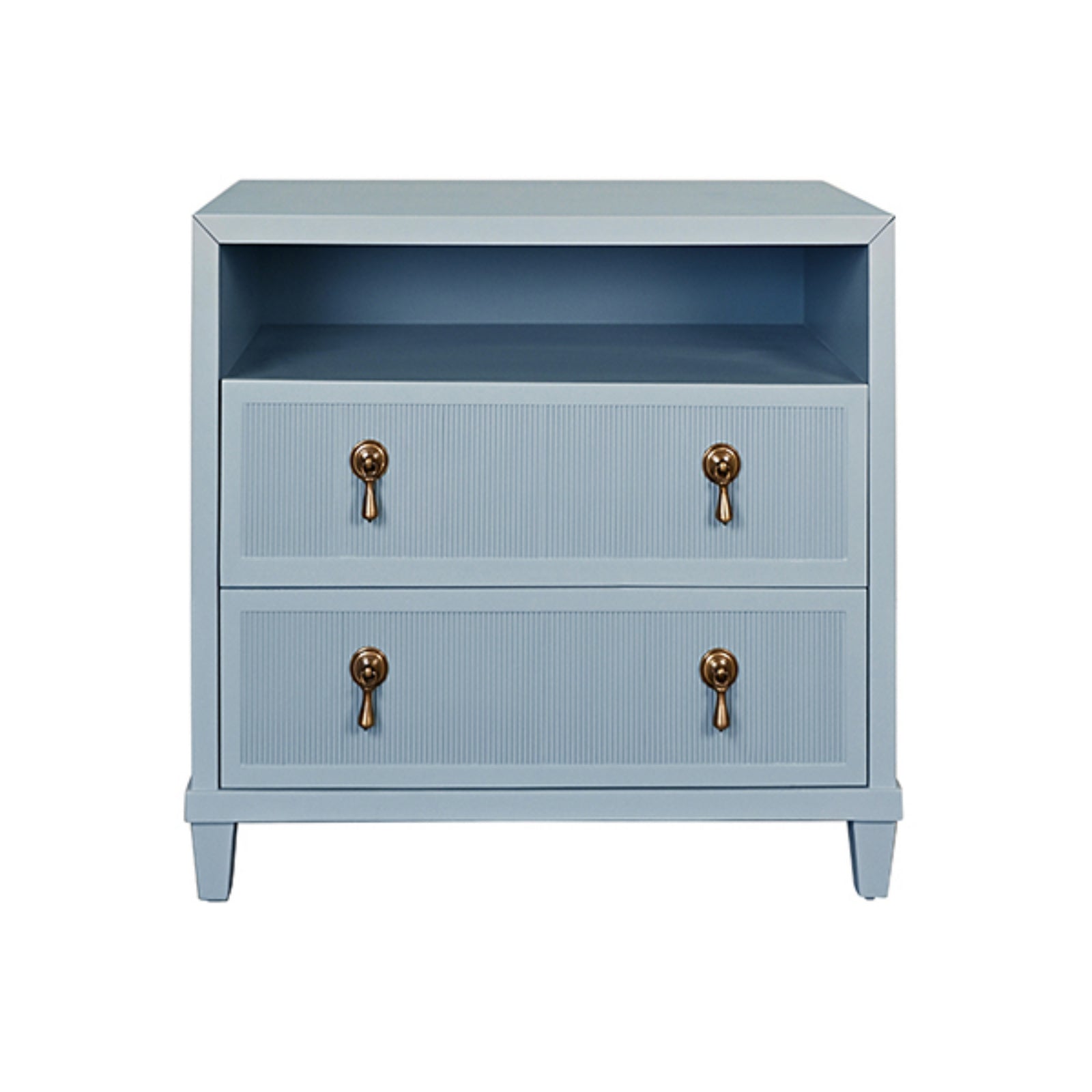 Corine Two Drawer Open Shelf Side Table