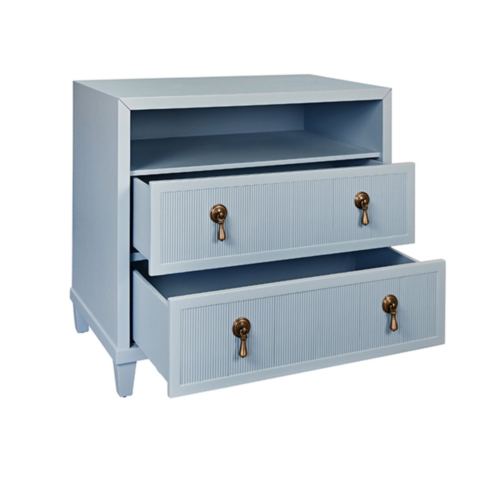 Corine Two Drawer Open Shelf Side Table