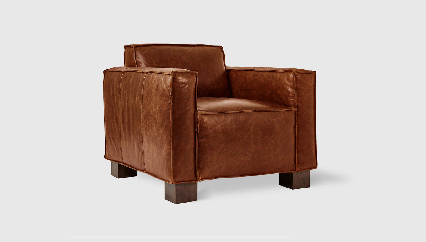Cabot Chair Saddle Brown LeatherLounge Chair Gus*  Saddle Brown Leather   Four Hands, Mid Century Modern Furniture, Old Bones Furniture Company, Old Bones Co, Modern Mid Century, Designer Furniture, https://www.oldbonesco.com/