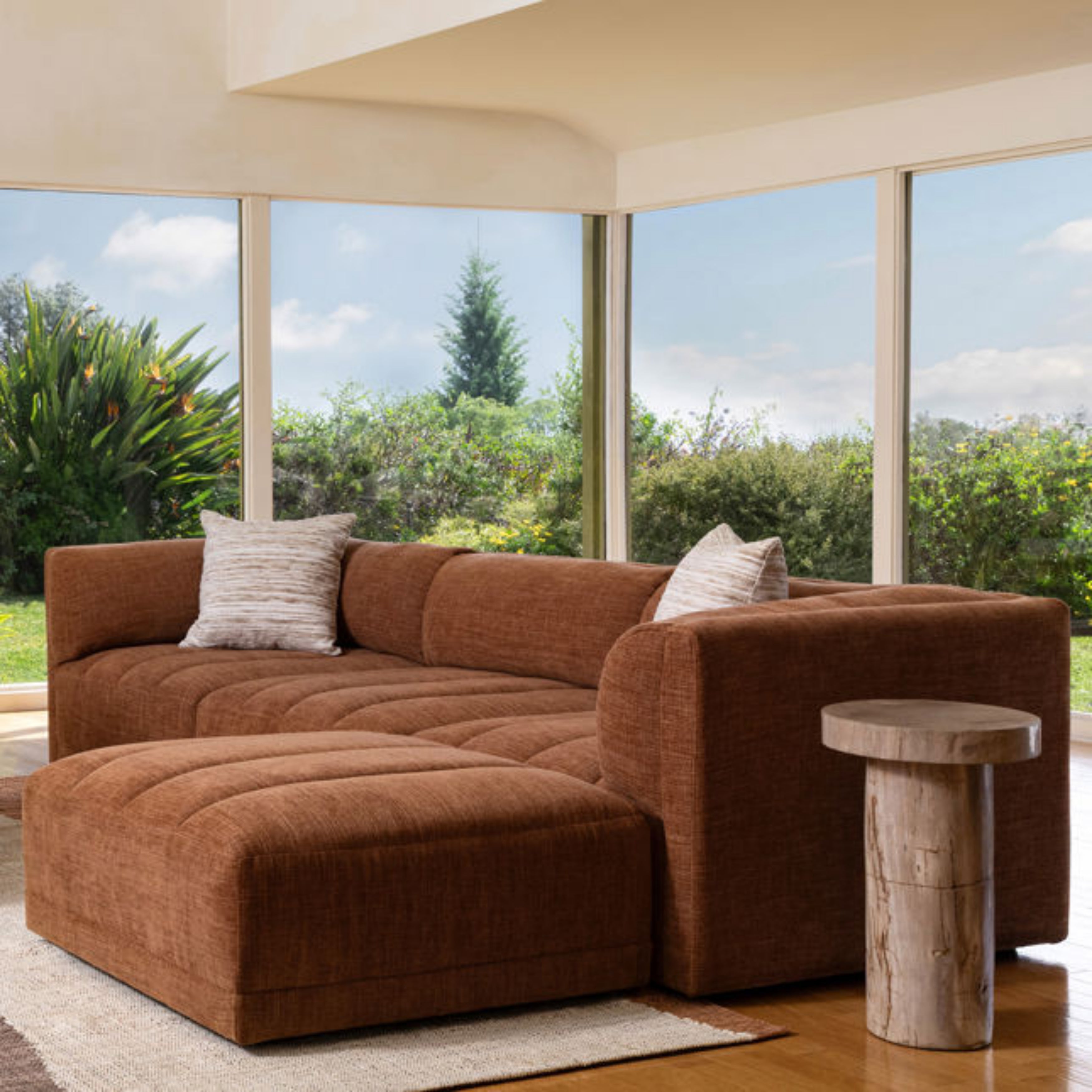 OB-39004 Multi-Tone Basketweave Fabric Sofa