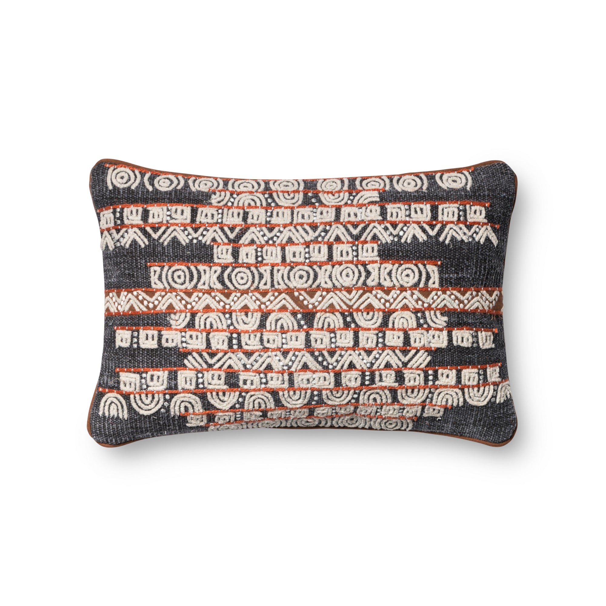 Loloi P0378 Blue/Rust 13" x 21" Cover with Down Pillow