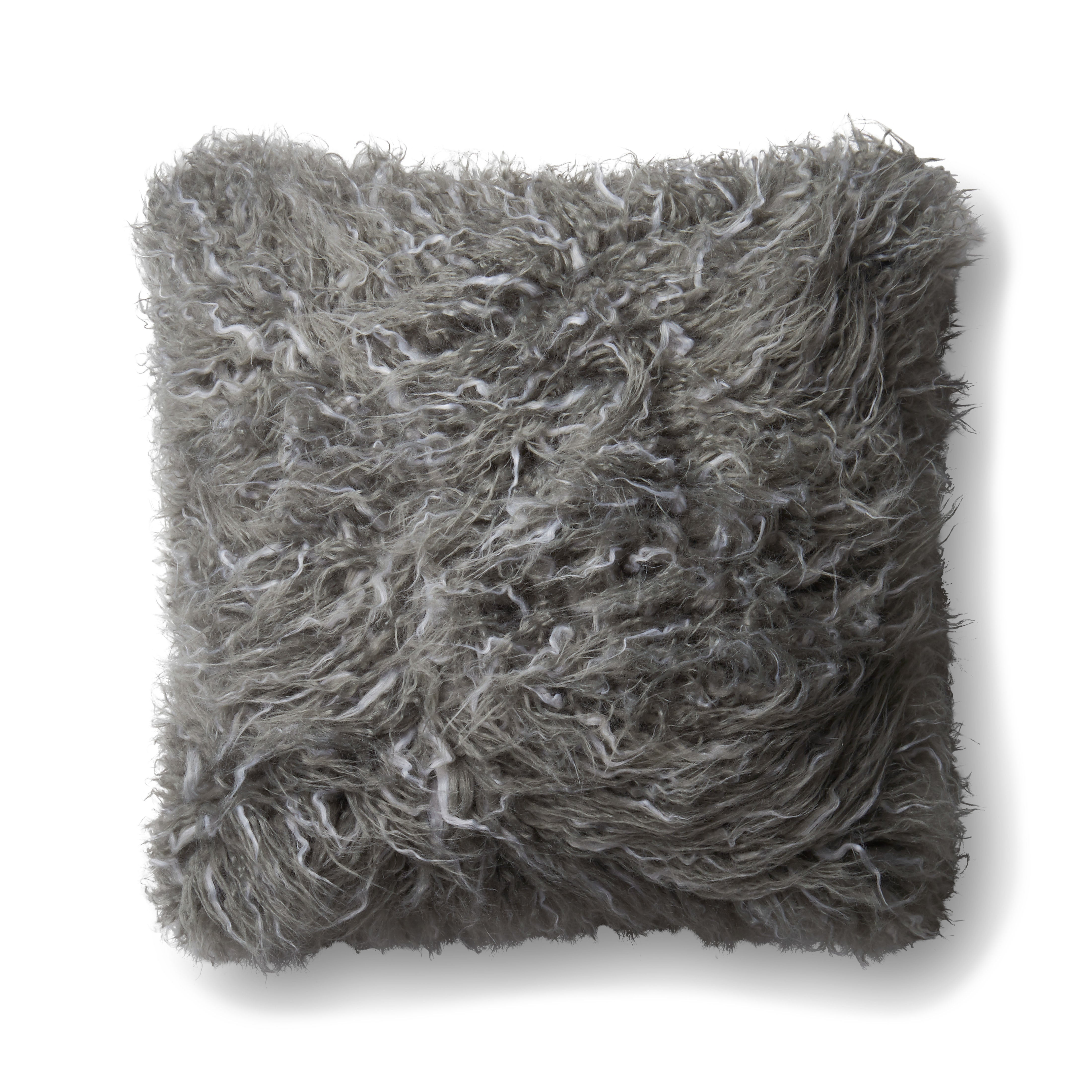 Loloi P0598 Grey 22" x 22" Cover with Down Pillow