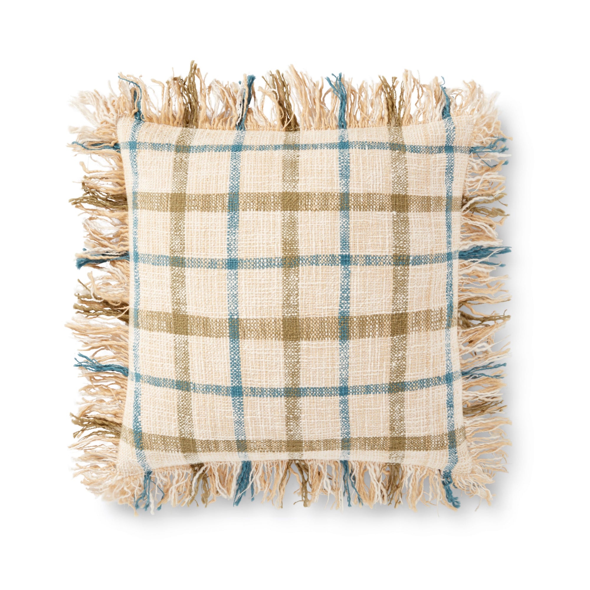 Loloi P0940 Natural/Multi 18" x 18" Cover with Down Pillow