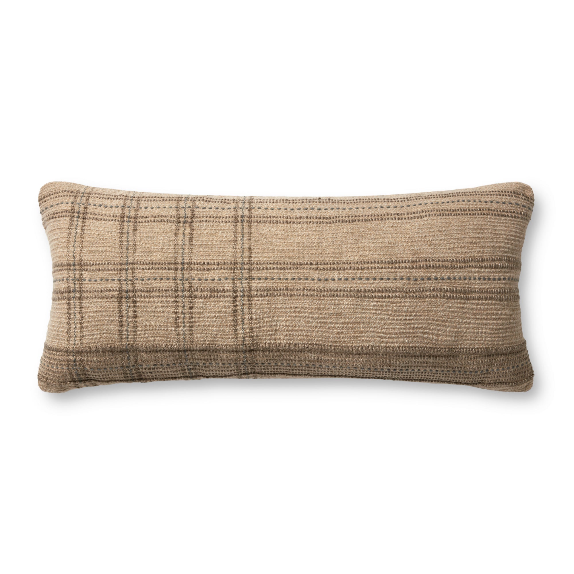 Angela Rose x Loloi Calista PAR0018 Tan/Slate 13'' x 35'' Cover with Down Pillow