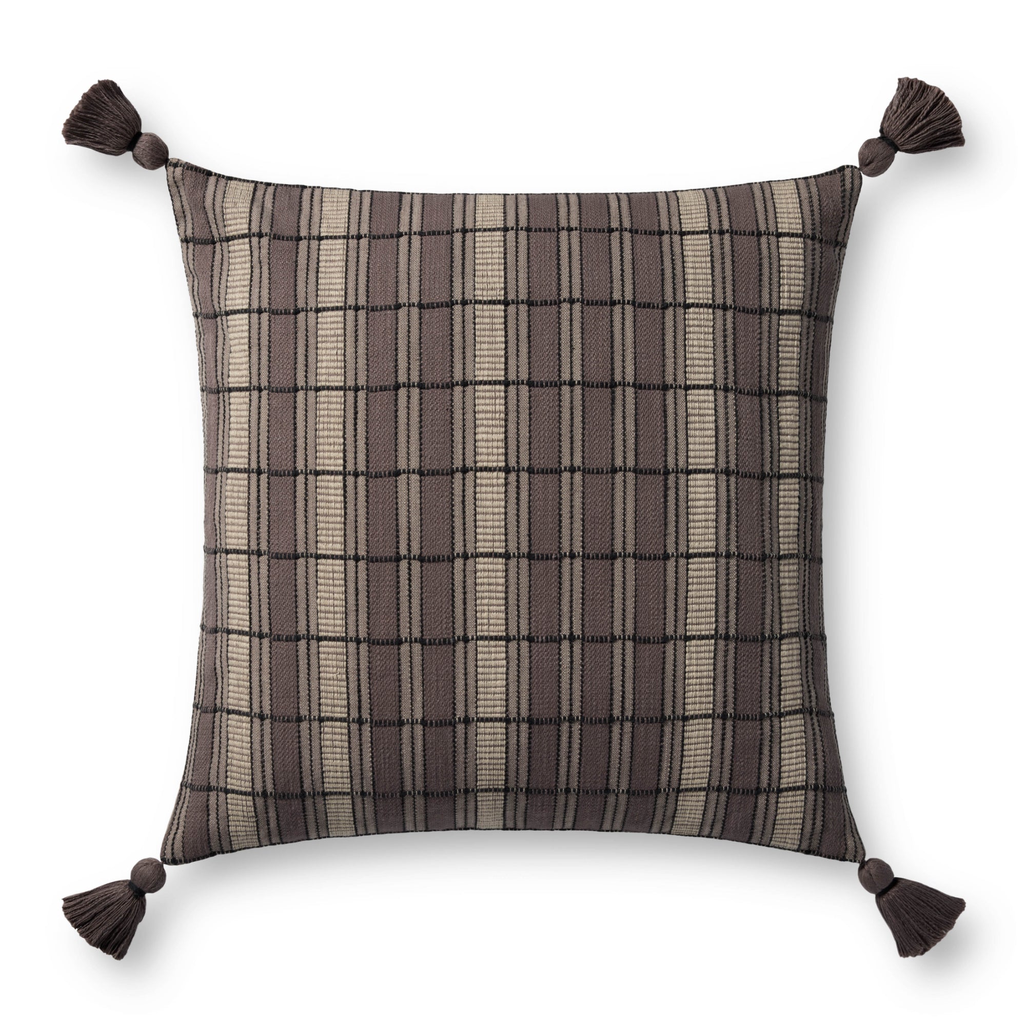 Brigette Romanek PBR0001 Brown/Beige 22'' x 22'' Cover with Down Pillow