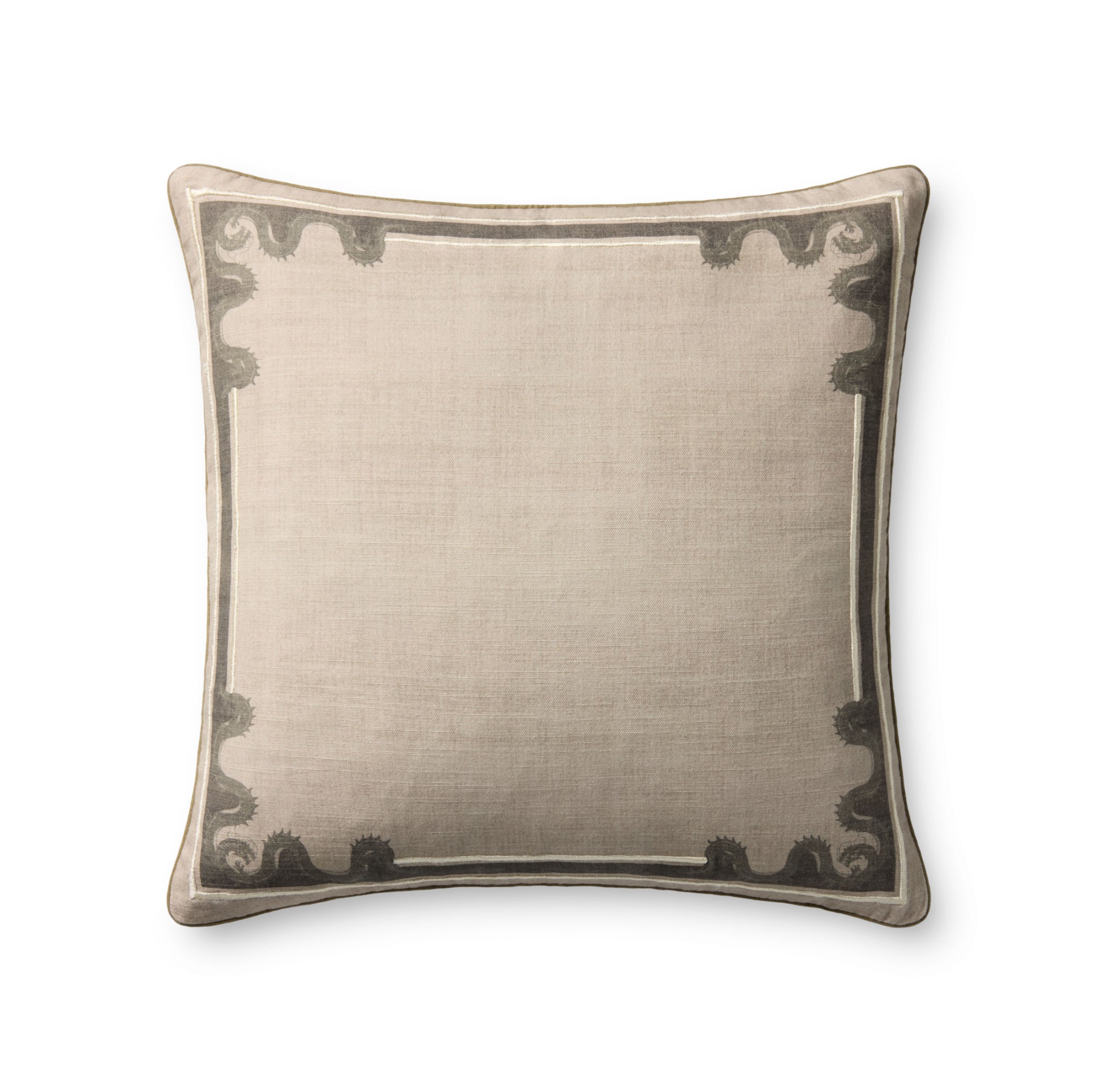 Brigette Romanek x Loloi Natural/Green 20" x 20" Cover with Down Pillow