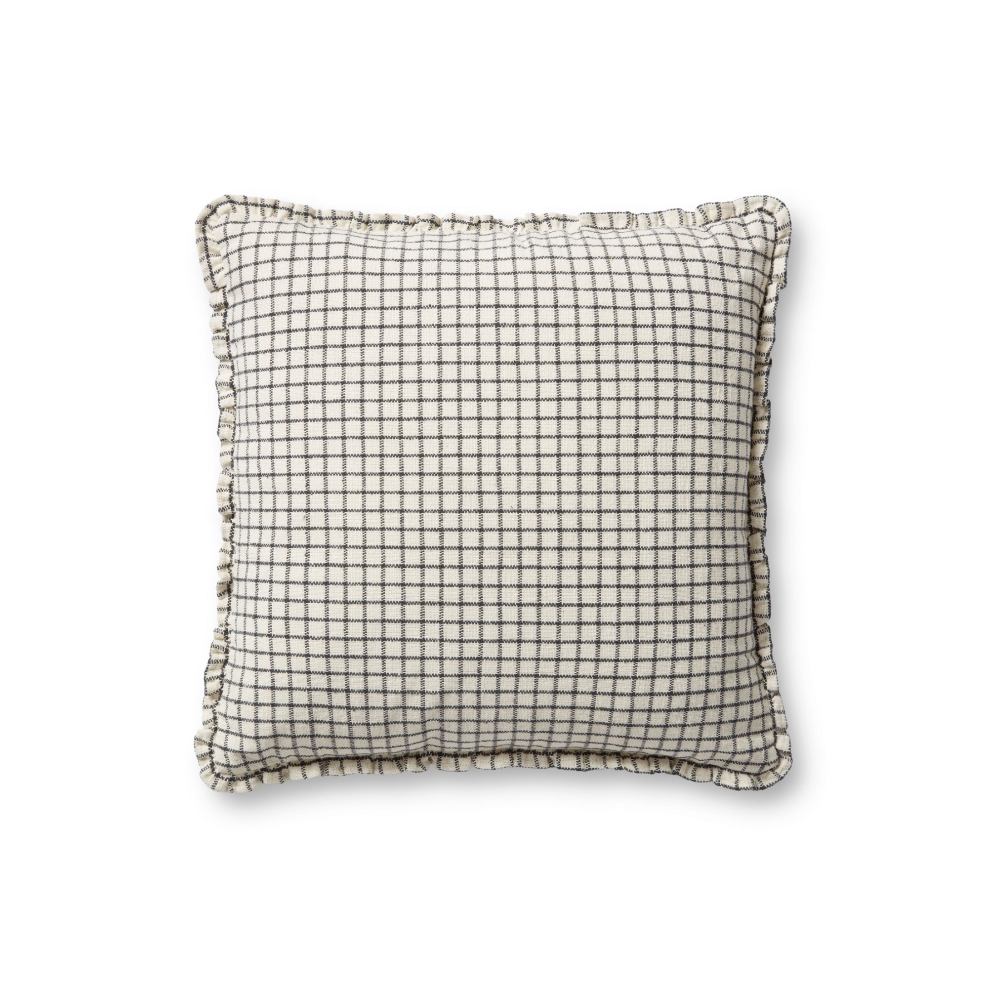 Chris Loves Julia x Loloi Dinah Ivory /Black 18'' x 18'' Cover with Down Pillow