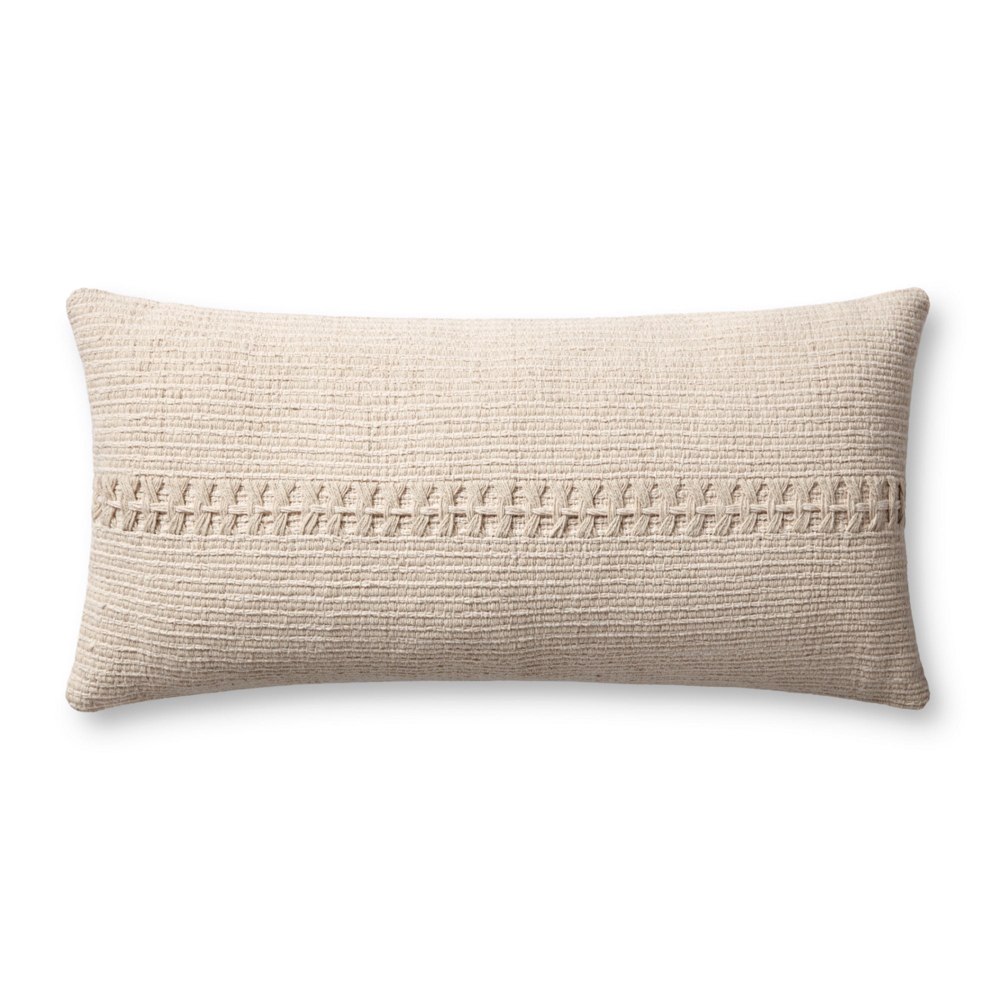 Chris Loves Julia x Loloi Harvey Ivory 12'' x 27'' Cover with Down Pillow