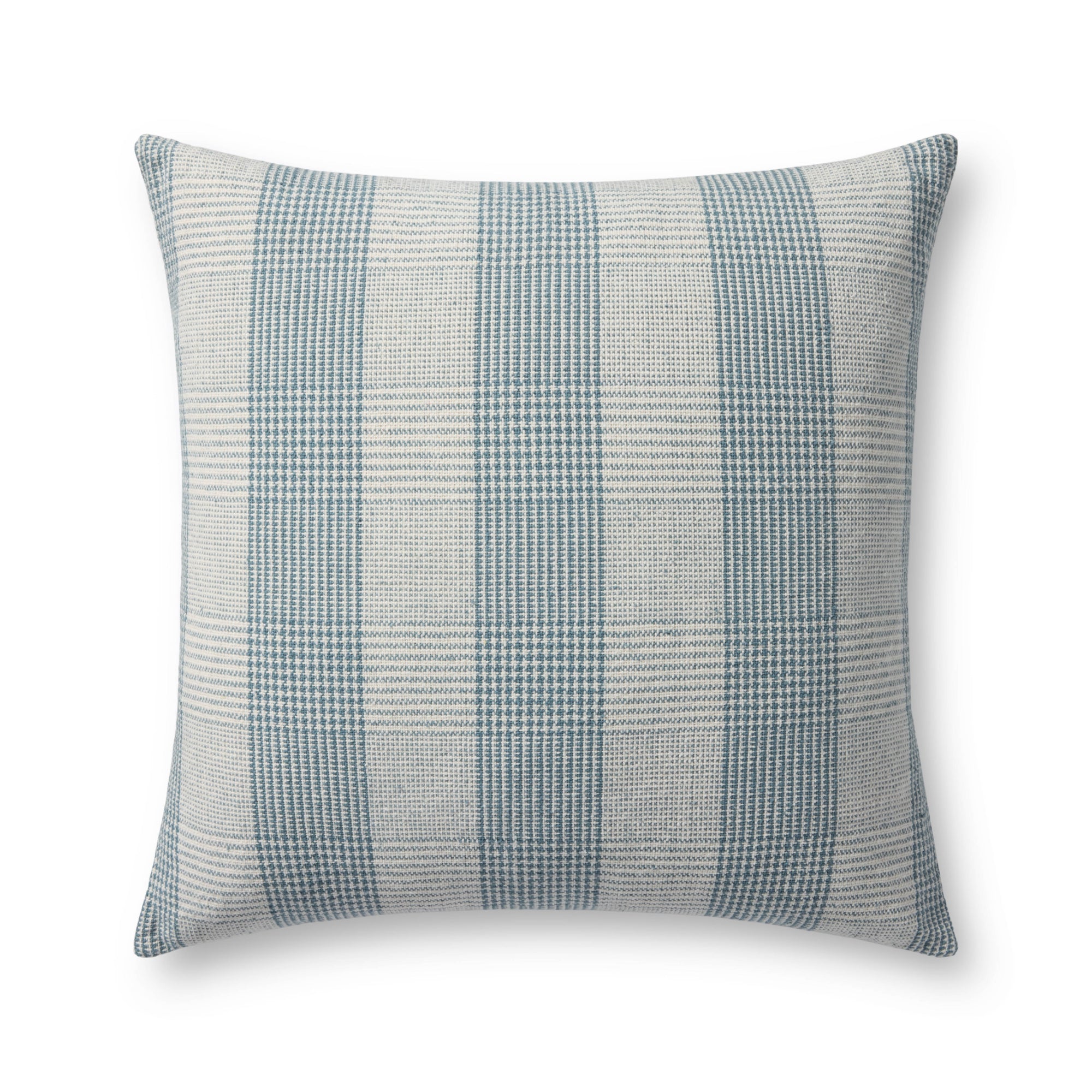 Chris Loves Julia x Loloi Auggie Blue/White 22'' x 22'' Cover with Down Pillow