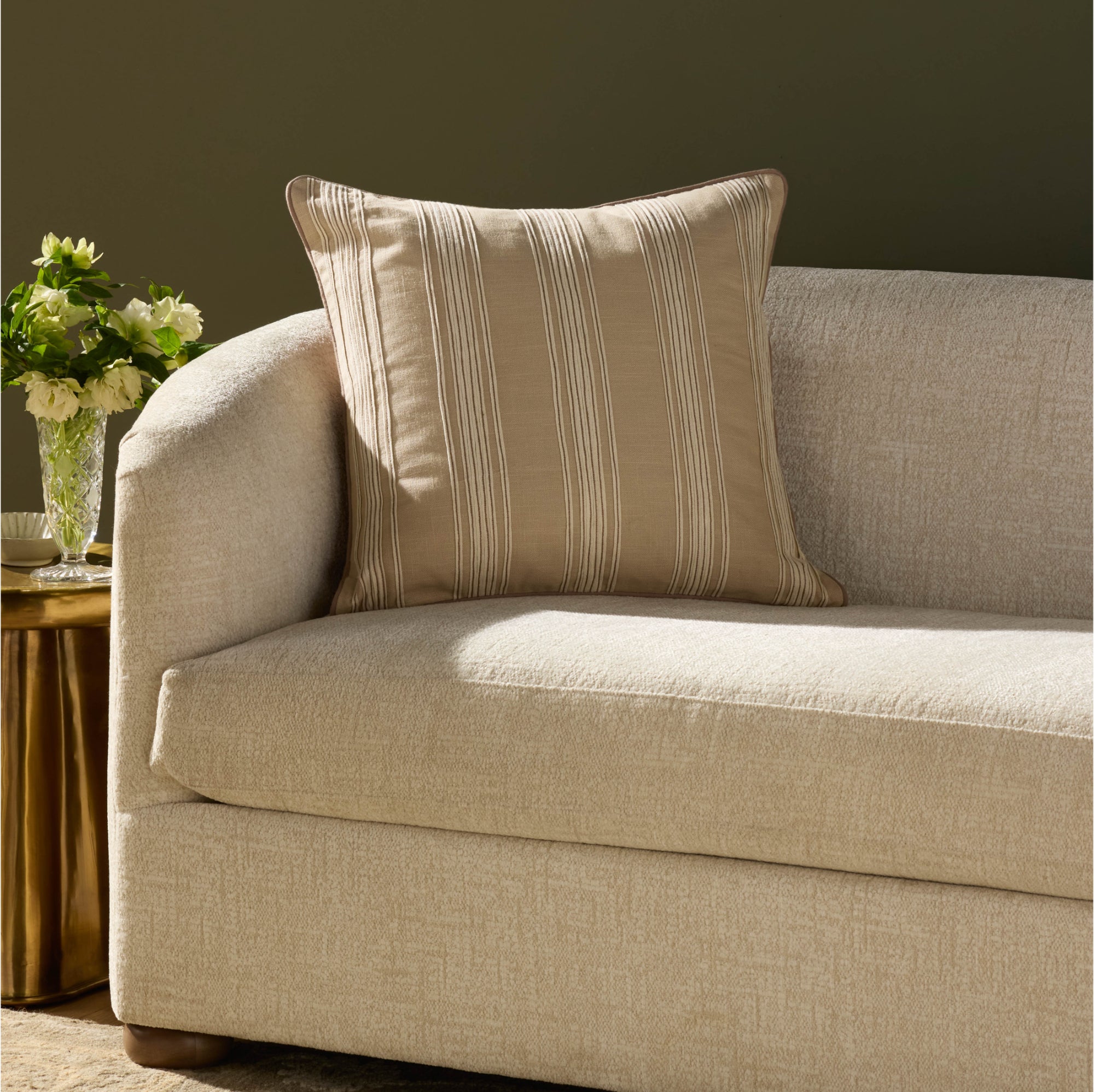 Chris Loves Julia x Loloi Verona Natural 22" x 22" Cover with Down Pillow