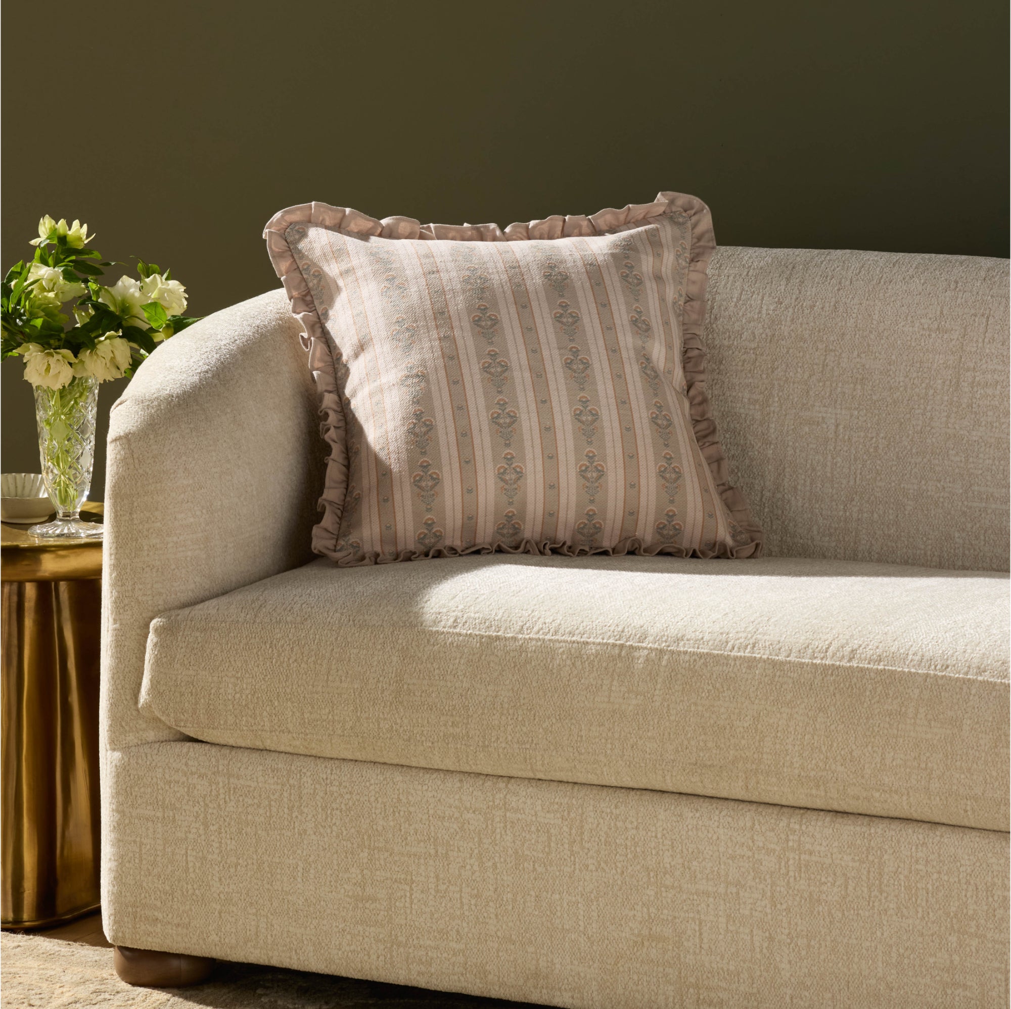 Chris Loves Julia x Loloi Liesel Ivory/Multi 20" x 20" Cover with Down Pillow