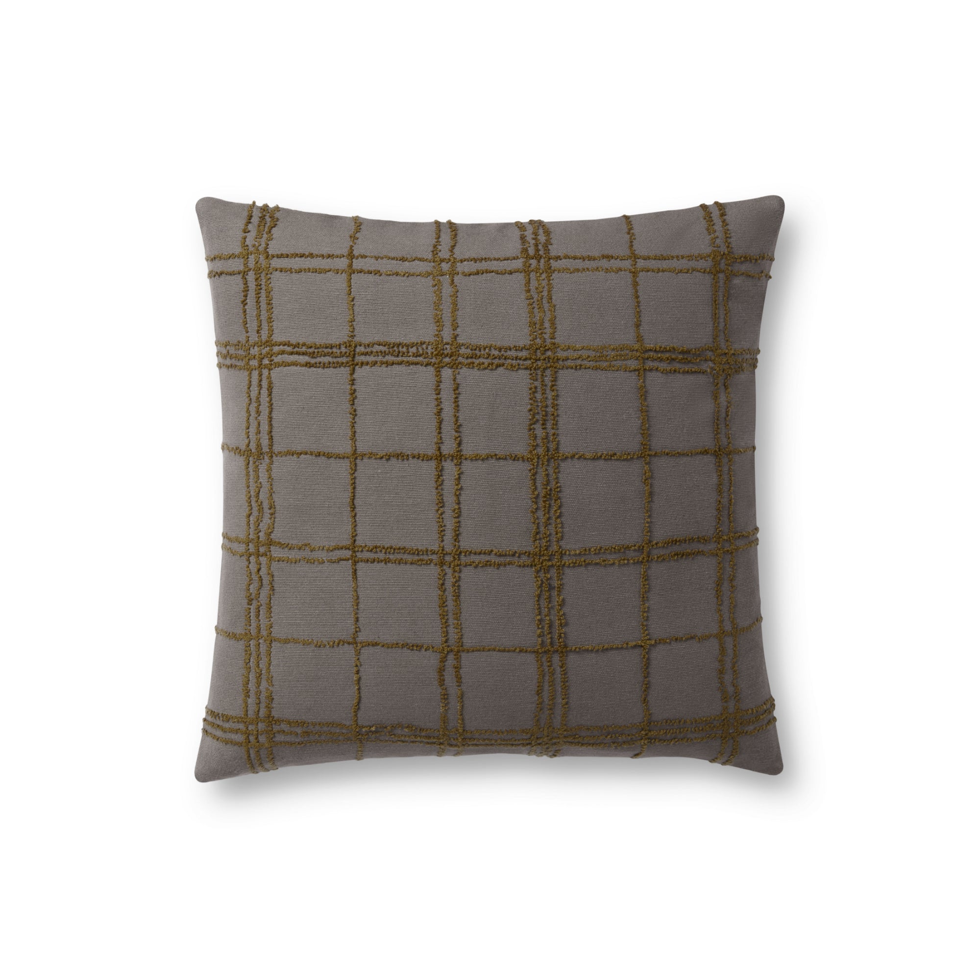 Jean Stoffer x Loloi Edward Charcoal/Olive 18'' x 18'' Cover with Down Pillow
