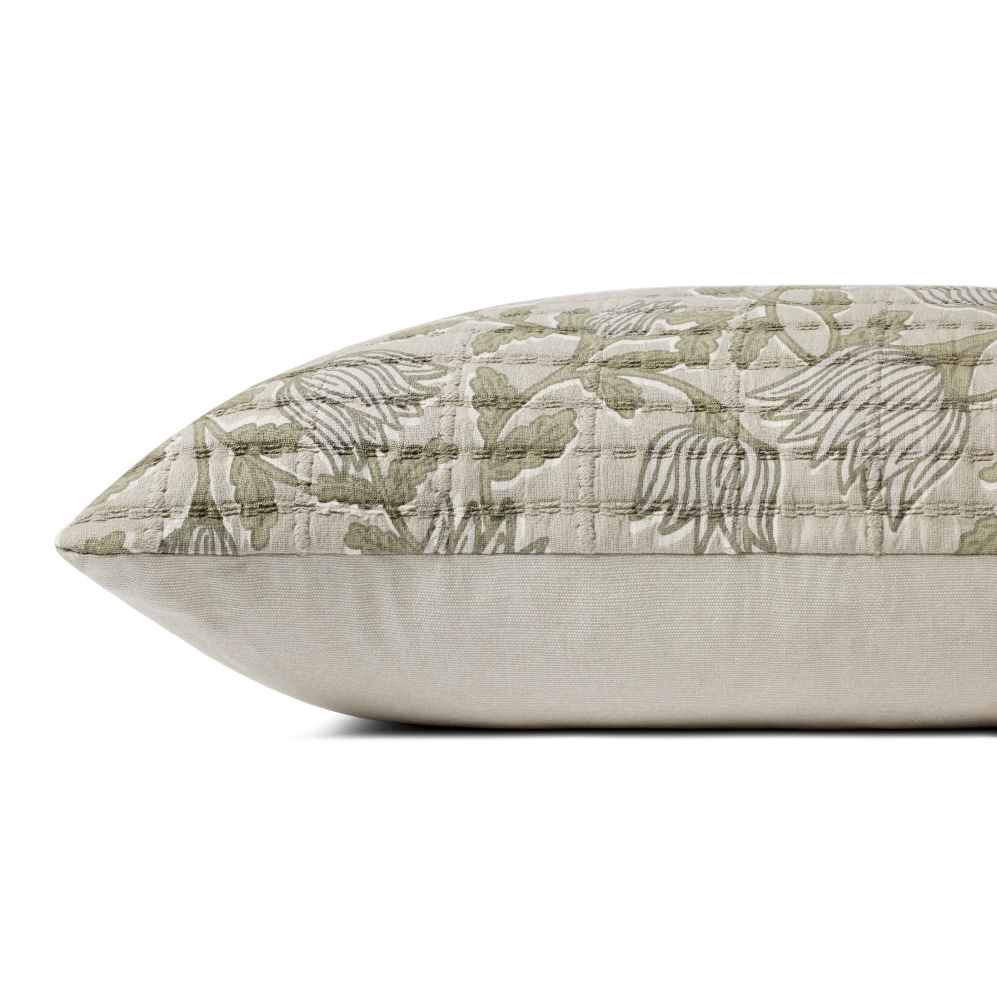 Jean Stoffer x Loloi PJS0023 Natural/Sage 16'' x 26'' Cover with Down Pillow