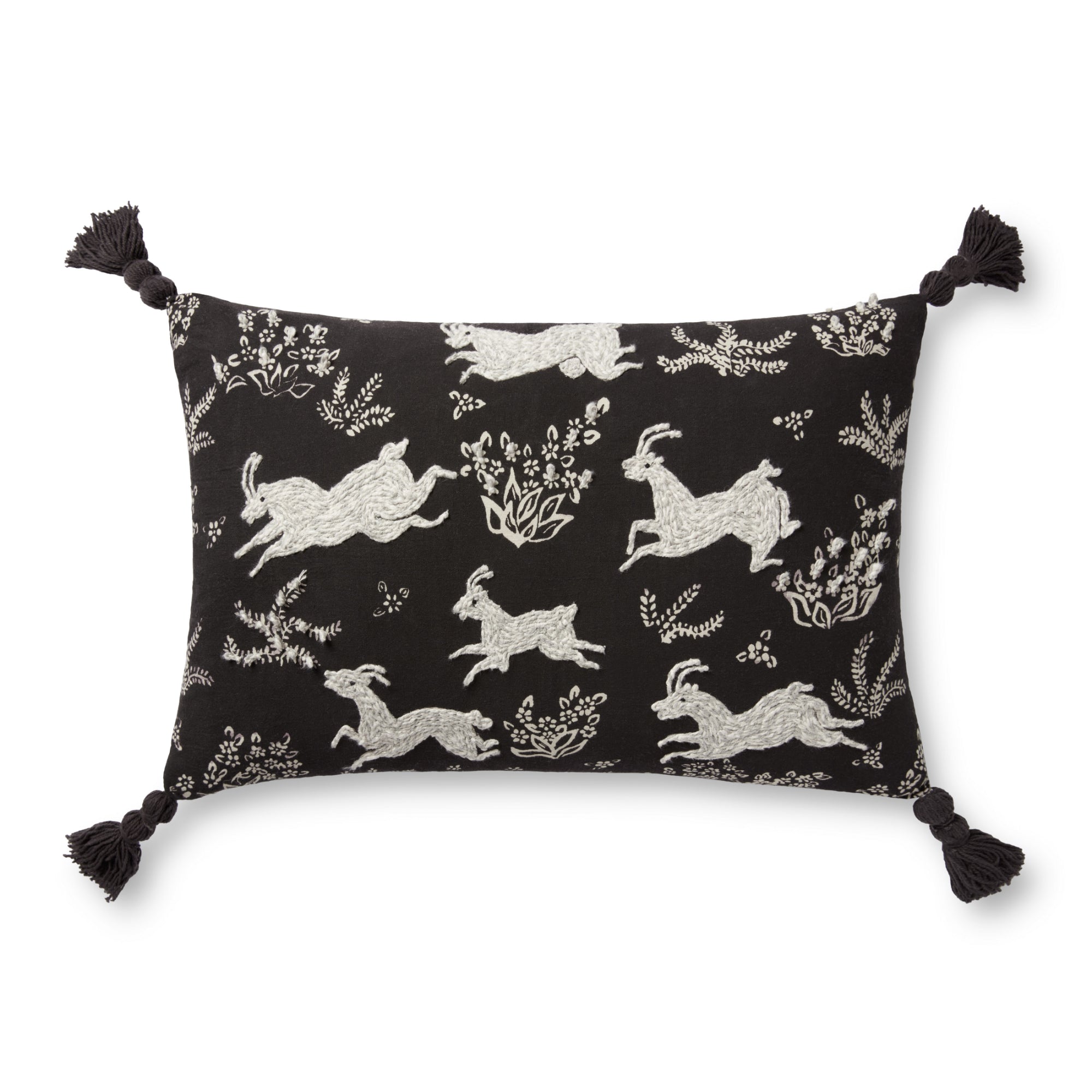 Loloi PLL0027 Black/Ivory 13" x 21" Cover with Down Pillow