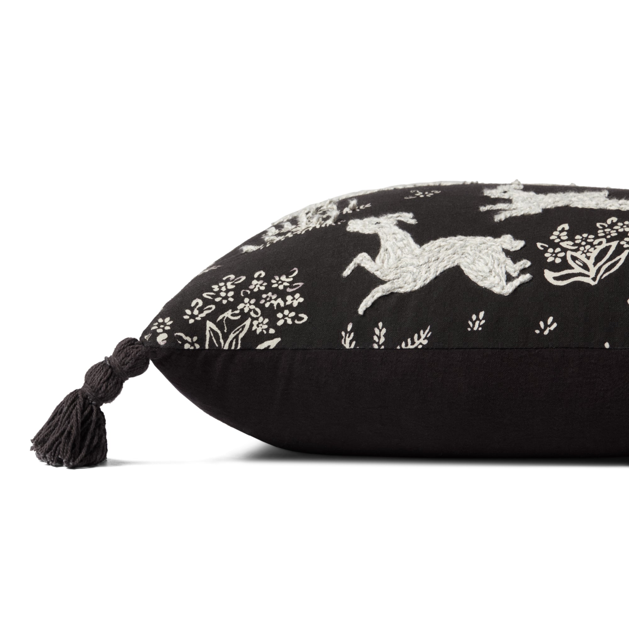 Loloi PLL0027 Black/Ivory 13" x 21" Cover with Down Pillow